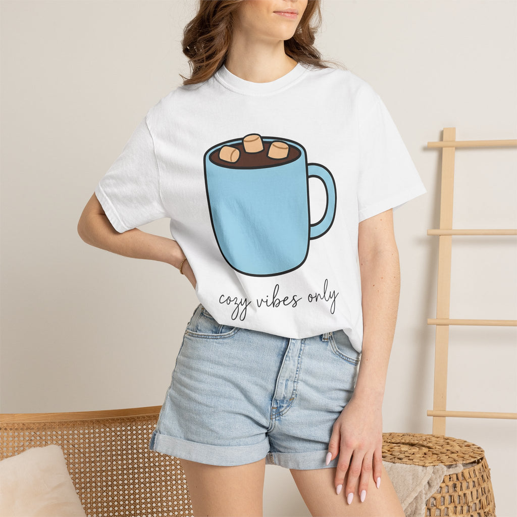 Warm Chocolate Mug Shirt Drinks Snug Gift Women Line Art Tee Hot Chocolate T-Shirt Beverage Fan Minimalist Tshirt Cozy Graphic Outline