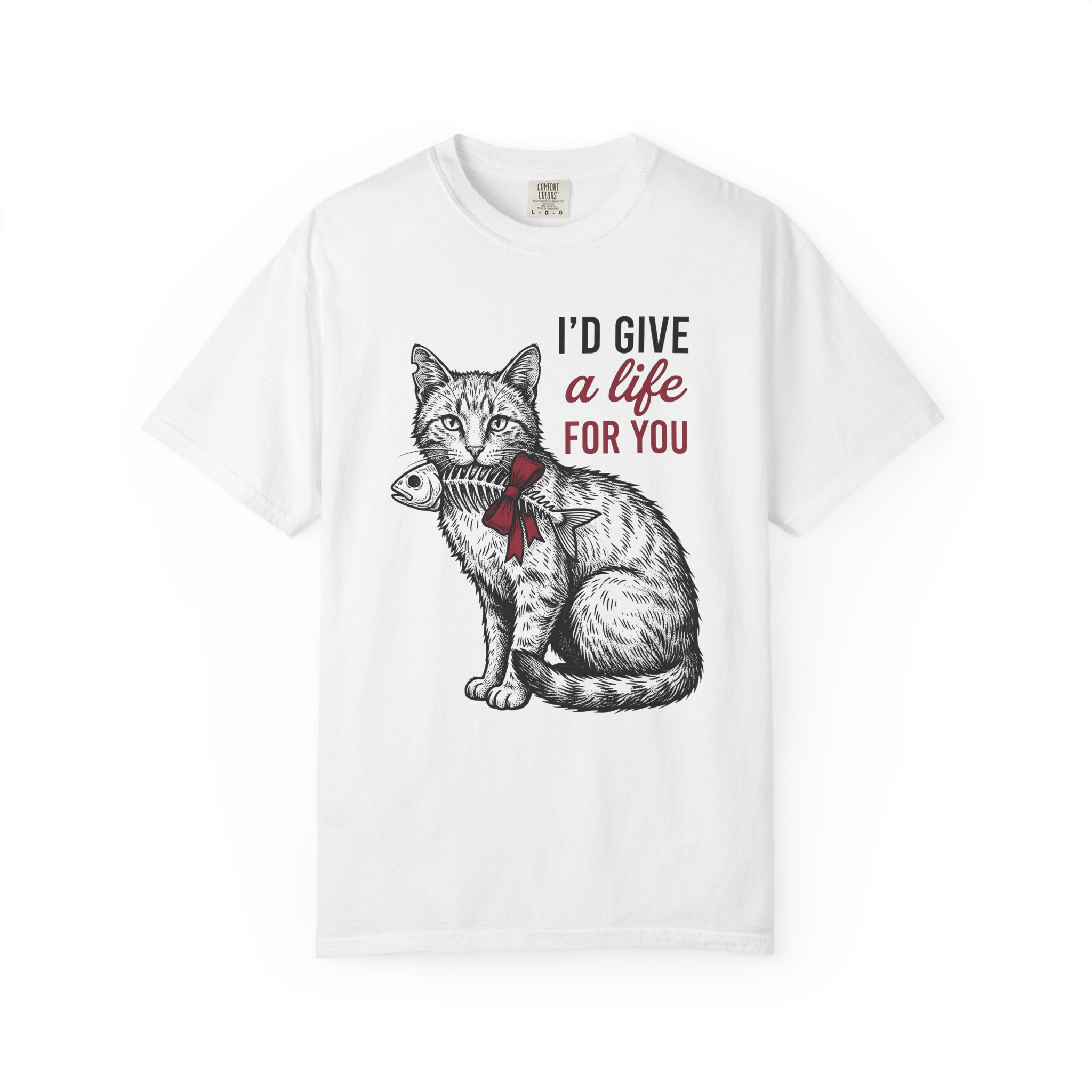 Cat Fishbone Shirt St. Valentine's Day Animal Gift Women Hand Drawn Tee Fish Skeleton T-Shirt Valentine Fan Illustrated Graphic Tshirt