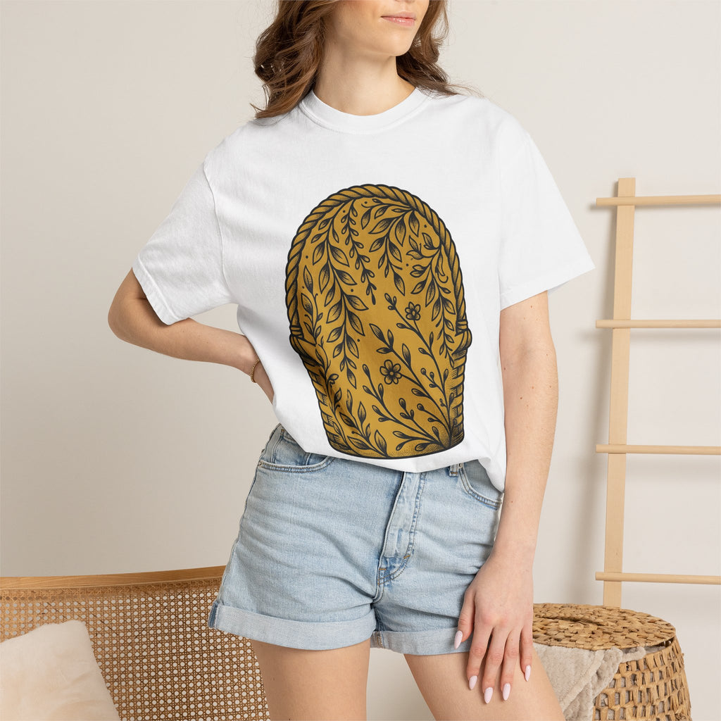 Basket Graphic Shirt Easter Spring Gift Women Botanical Tee Hamper T-Shirt Easter Fan Floral Illustration Graphic Hand Drawn Floral Tshirt
