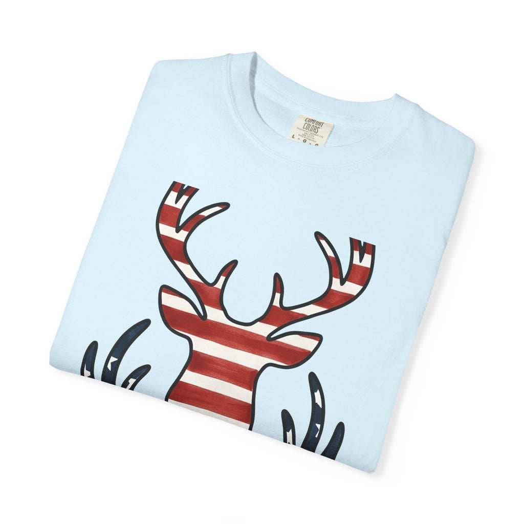 Buck Antlers Shirt 4th Of July Game Hunting Gift Women Retro Tee Deer Antlers T-Shirt Independence Day Enthusiast Vintage Tshirt Hunter