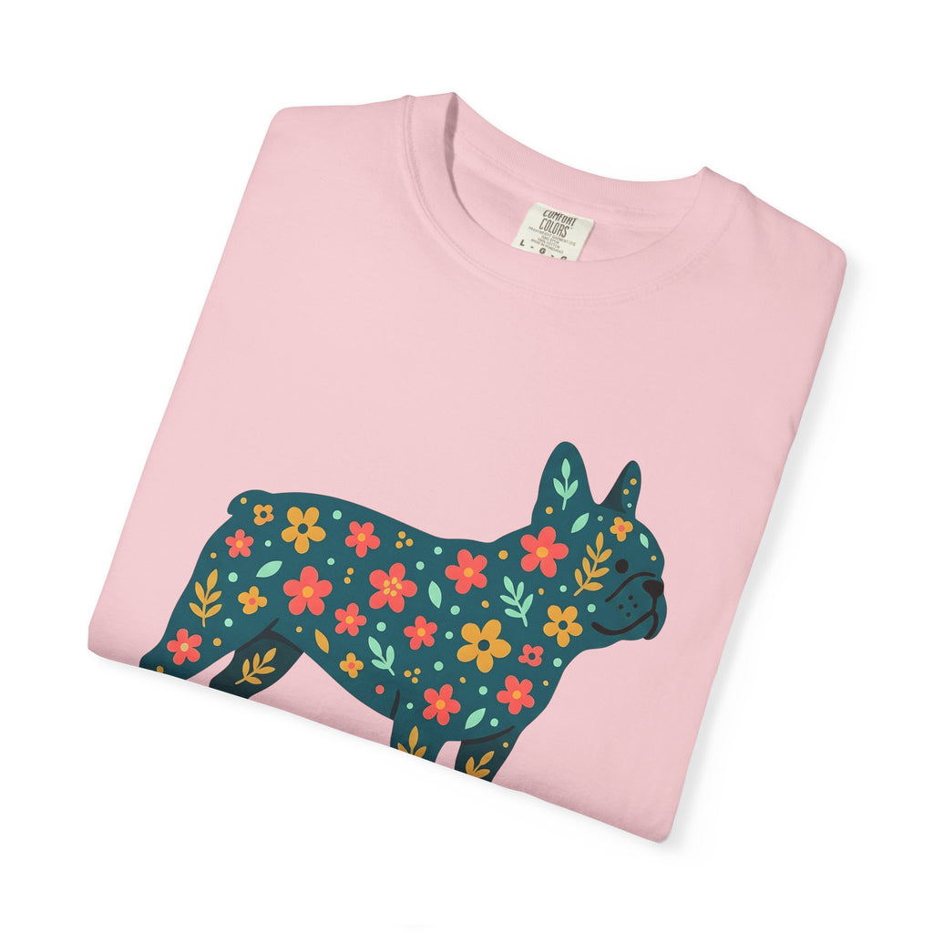 French Bulldog Shirt Dog Companion Gift Women Natural Tee Bulldog T-Shirt Dog Fan Puppy Graphic Tshirt Sleek Petals Tshirt