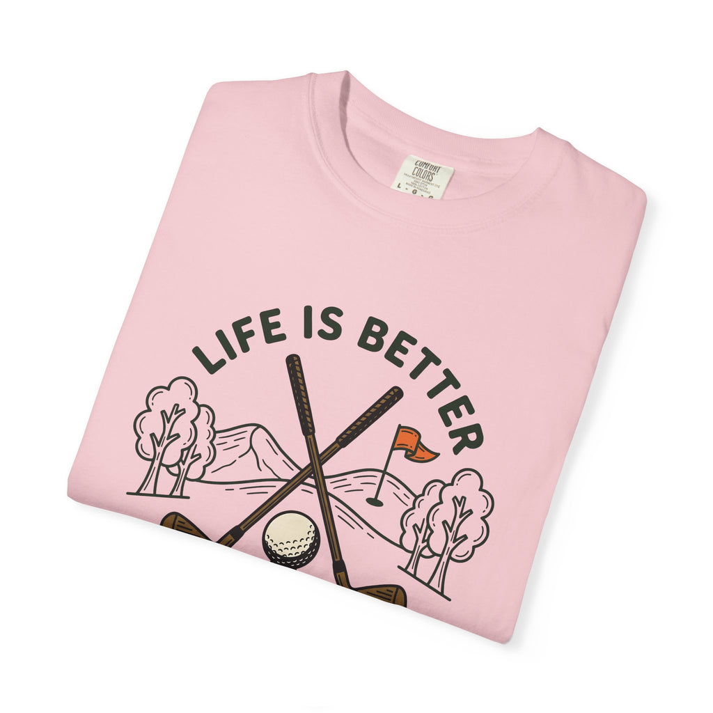 Golf Clubs Ball Shirt Golf Hiking Gift Women Drawing Tee Golf Ball T-Shirt Golfer Enthusiast Golfing Tshirt Trekker Graphic Retro Banner