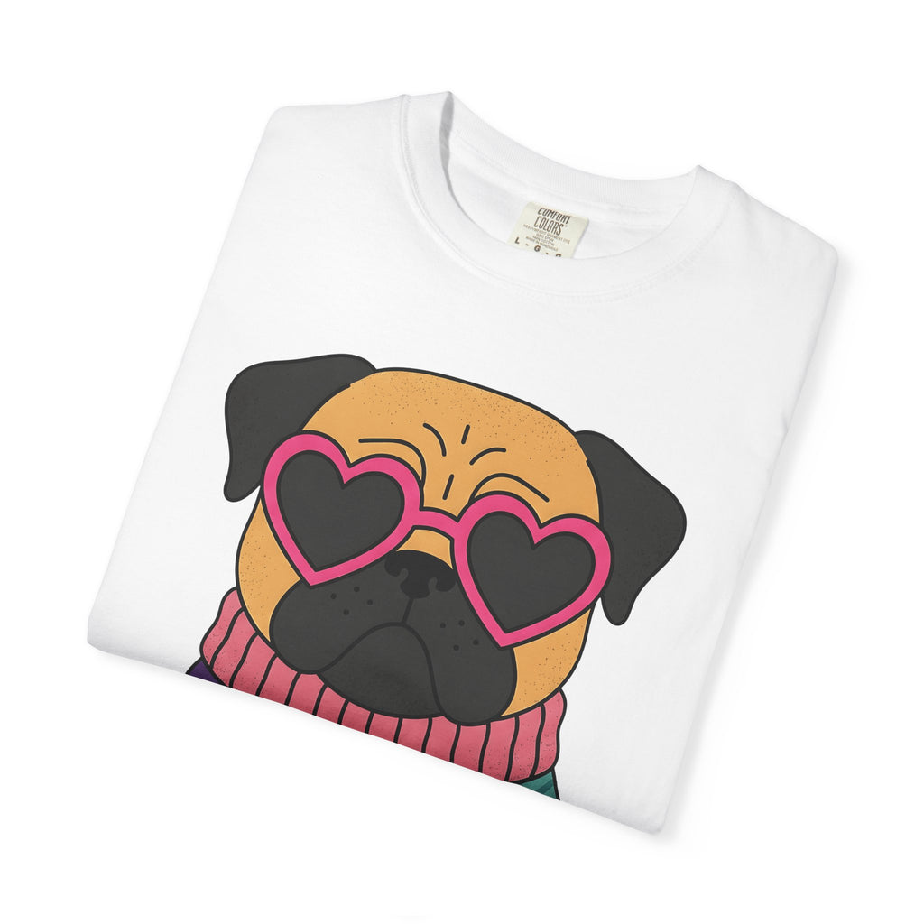 Pug Pet Shirt Dog Outfit Gift Women Doodle Tee Pug T-Shirt Dog Fan Drawing Graphic Sketch Heart Eyewear Tshirt