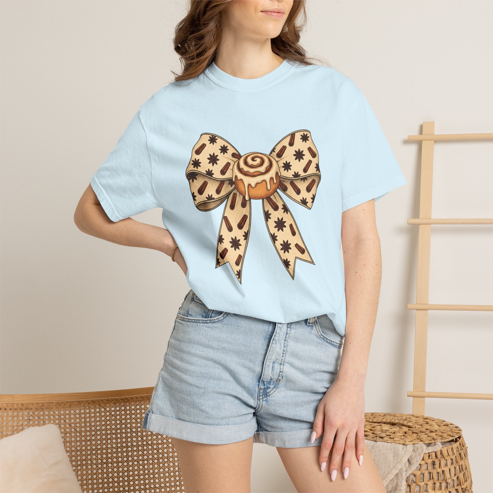 Cinnamon Twist Bow Shirt Desserts Food Gift Women Cheerful Tee Cinnamon Roll T-Shirt Pastry Fan Sweet Tshirt Foodie Graphic Sketch Spice