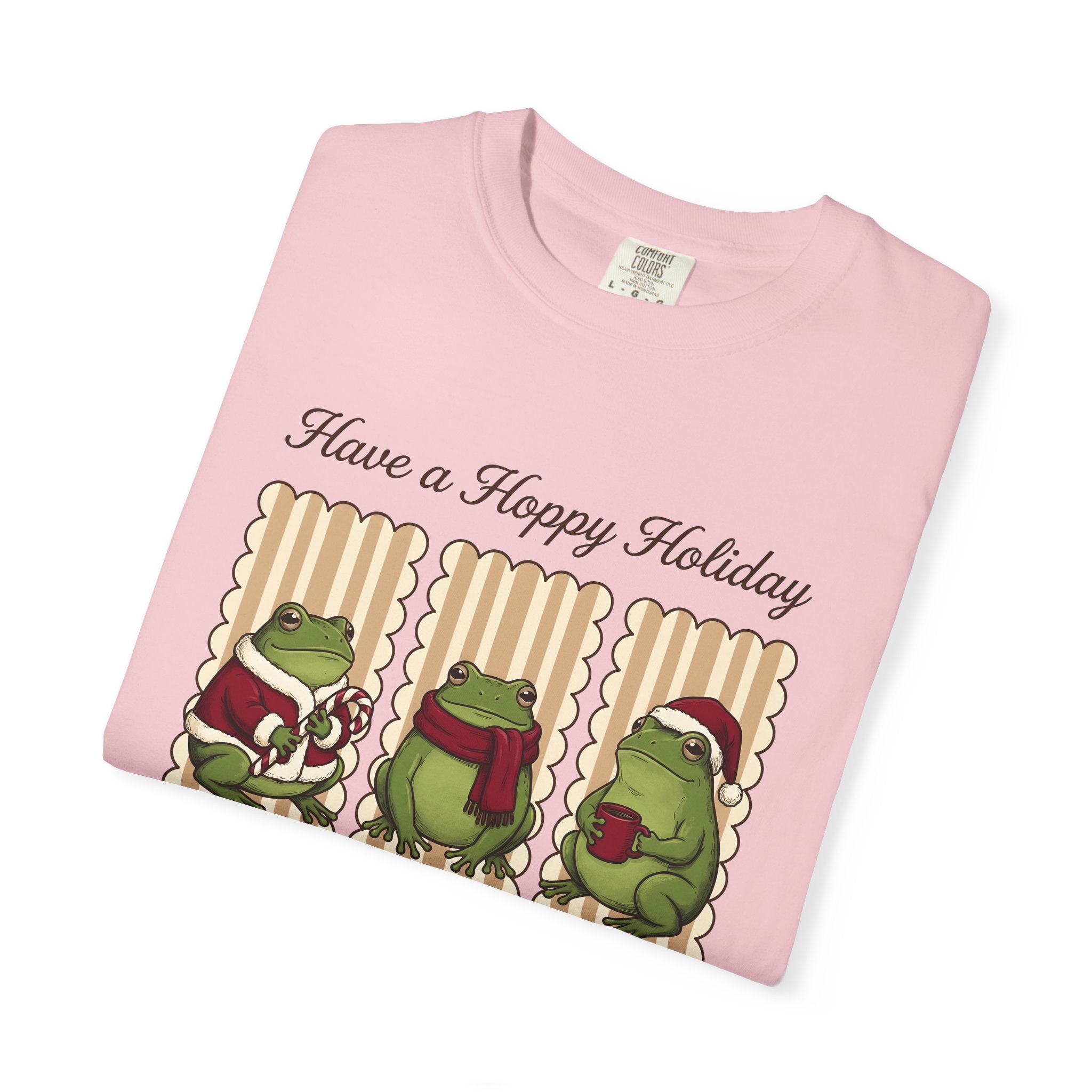 Frog Xmas Illustration Shirt Christmas Pets Gift Women Funny Tee Toad T-Shirt Xmas Fan Humorous Tshirt Animal Graphic Cartoon Santa Cap