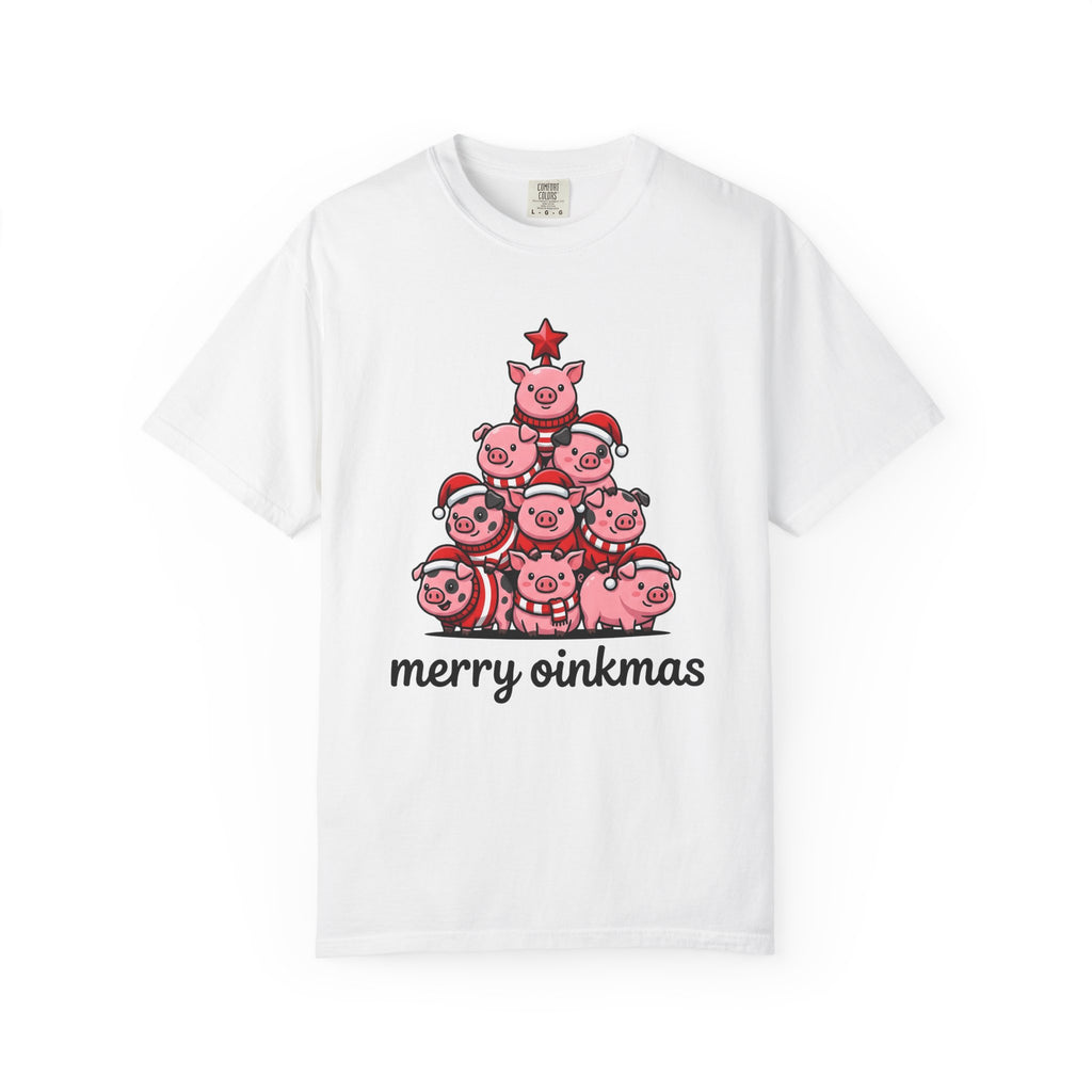 Pig Stack Shirt Christmas Animal Gift Women Cute Cartoon Tee Swine T-Shirt Xmas Fan Piggy Graphic Tshirt Kawaii Santa Hat Tshirt