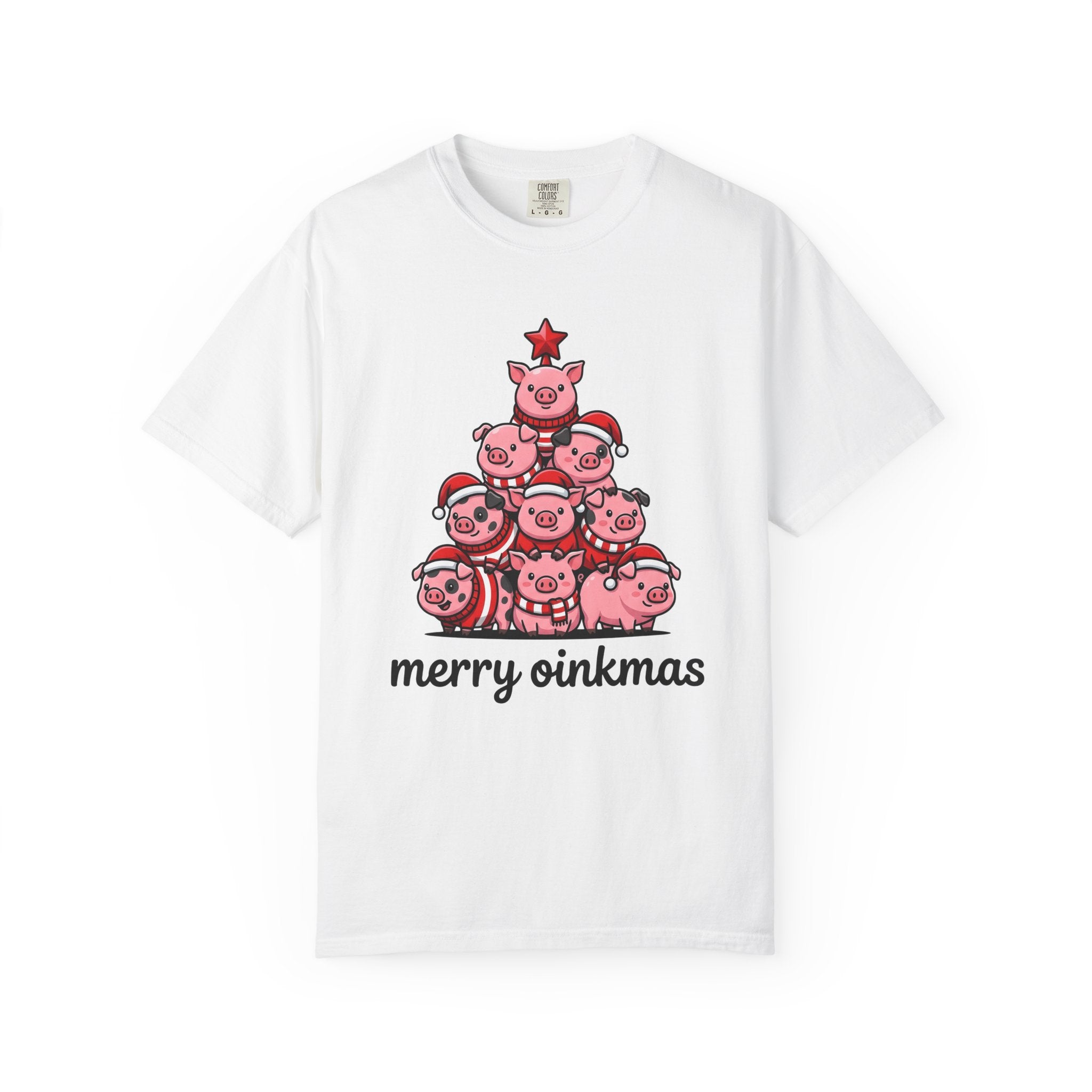 Pig Stack Shirt Christmas Animal Gift Women Cute Cartoon Tee Swine T-Shirt Xmas Fan Piggy Graphic Tshirt Kawaii Santa Hat Tshirt