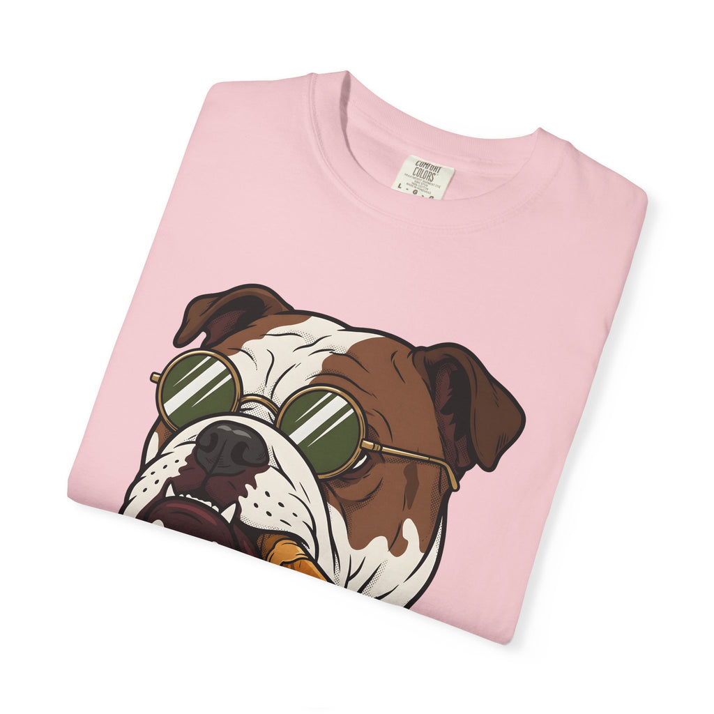 Bulldog Head Shirt Dog Jokes Gift Women Comic Tee Bulldog T-Shirt Dog Fan Cartoon Tshirt Pun Graphic Vintage Shades Tshirt