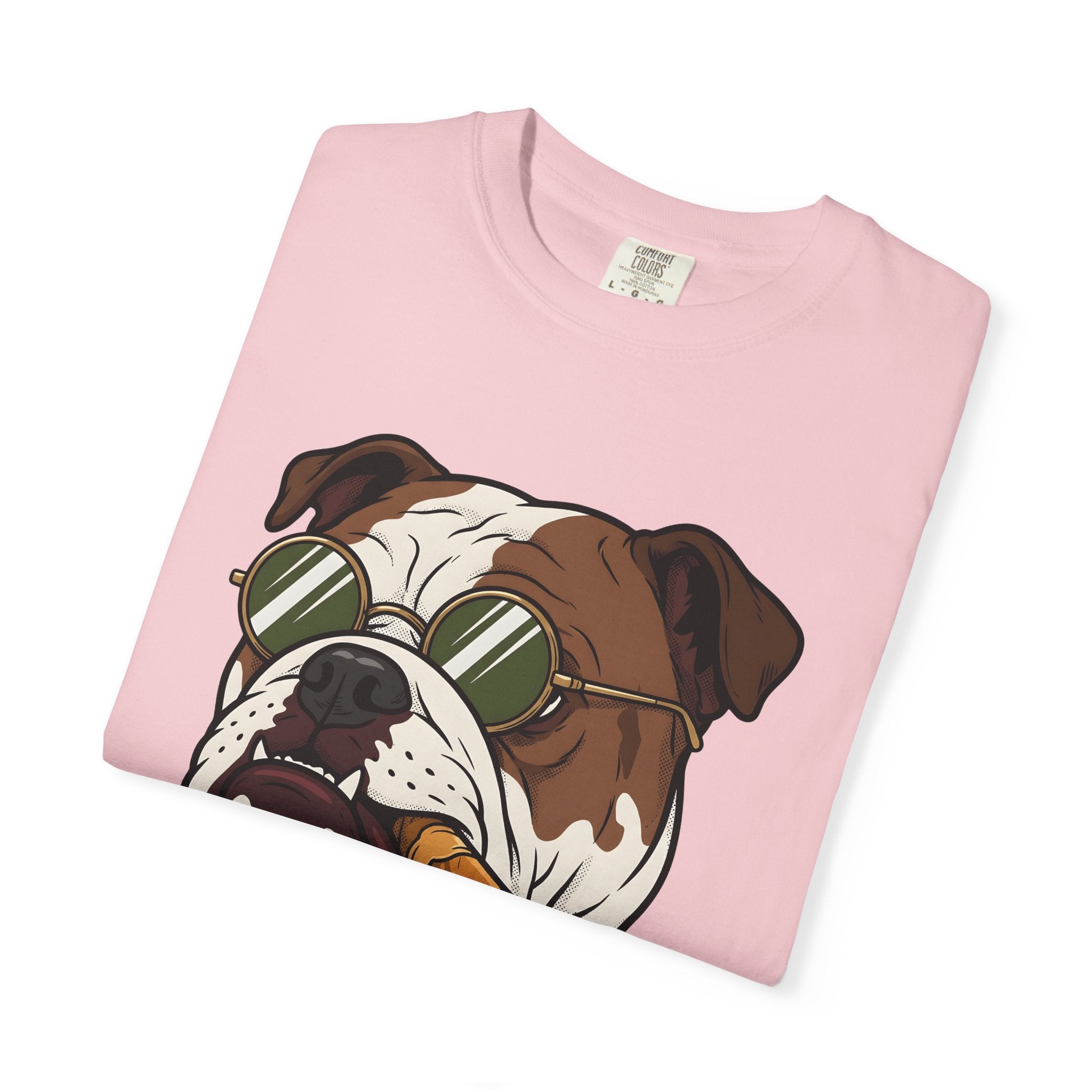 Bulldog Head Shirt Dog Jokes Gift Women Comic Tee Bulldog T-Shirt Dog Fan Cartoon Tshirt Pun Graphic Vintage Shades Tshirt