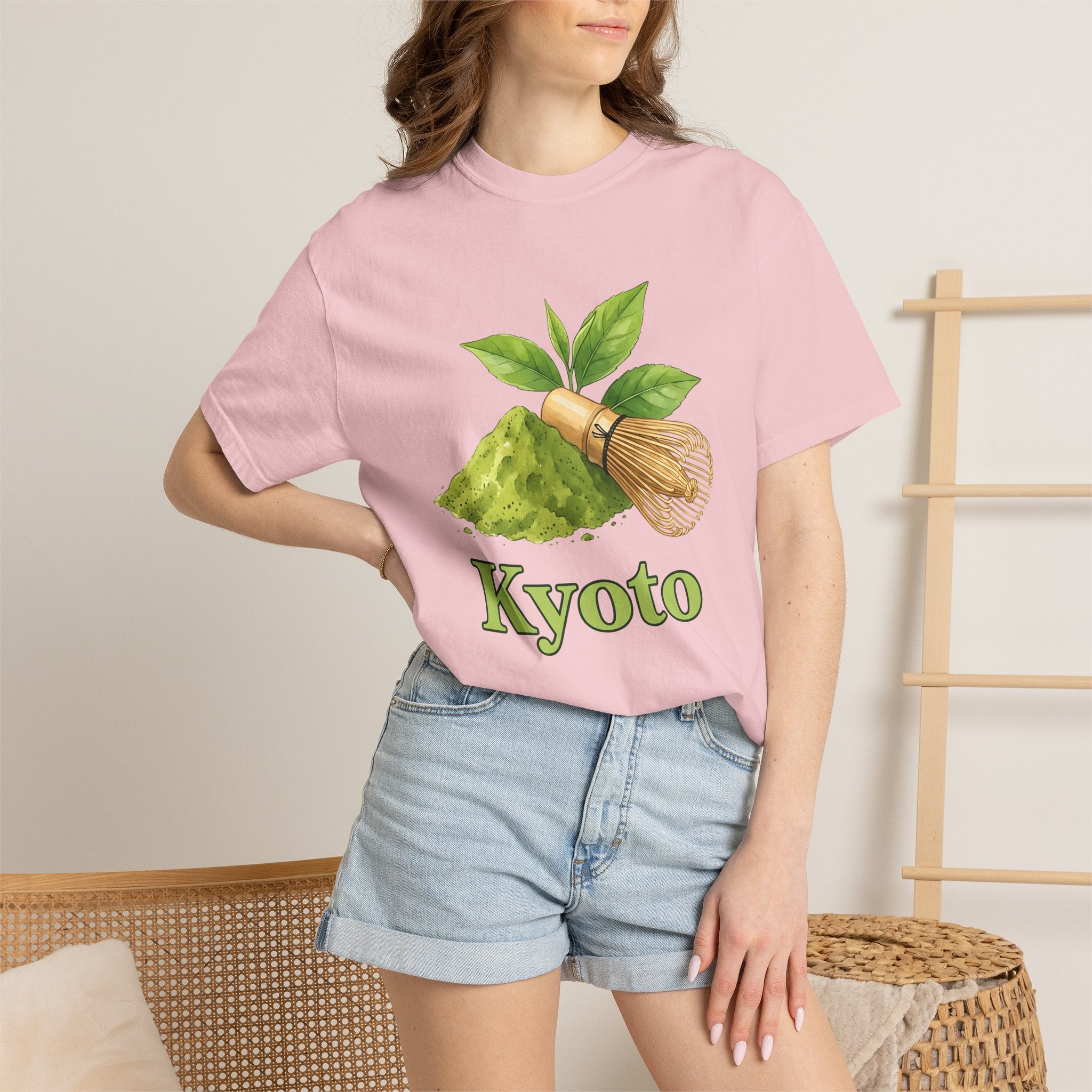 Matcha Tea Shirt Drinks Japan Gift Women Watercolor Tee Green Tea T-Shirt Beverage Fan Watercolour Tshirt Japanese Graphic Hand Drawn Bamboo