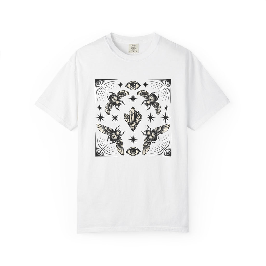 Scarab Beetle Shirt Mystic Boho Gift Women Tattoo Tee Beetle T-Shirt Spiritual Fan Sacred Tshirt Hippie Graphic Vintage Crystal Tshirt