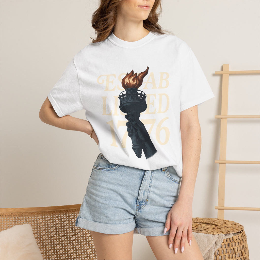 Freedom Flame Shirt America Revolution Gift Women Hand Drawn Tee Liberty T-Shirt American Enthusiast Freedom Graphic Tshirt Line Art Palm