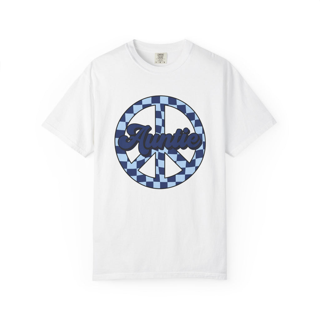 Peace Symbol Shirt Aunt Relatives Gift Women Vintage Tee Pacifist T-Shirt Auntie Fan Retro Tshirt Family Graphic Hand Drawn Checkerboard