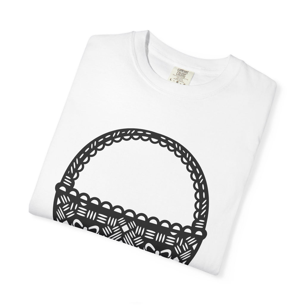 Wicker Basket Shirt Easter Celebration Gift Women Outline Tee Basket T-Shirt Easter Fan Wickerwork Graphic Modern Ribbon Tshirt