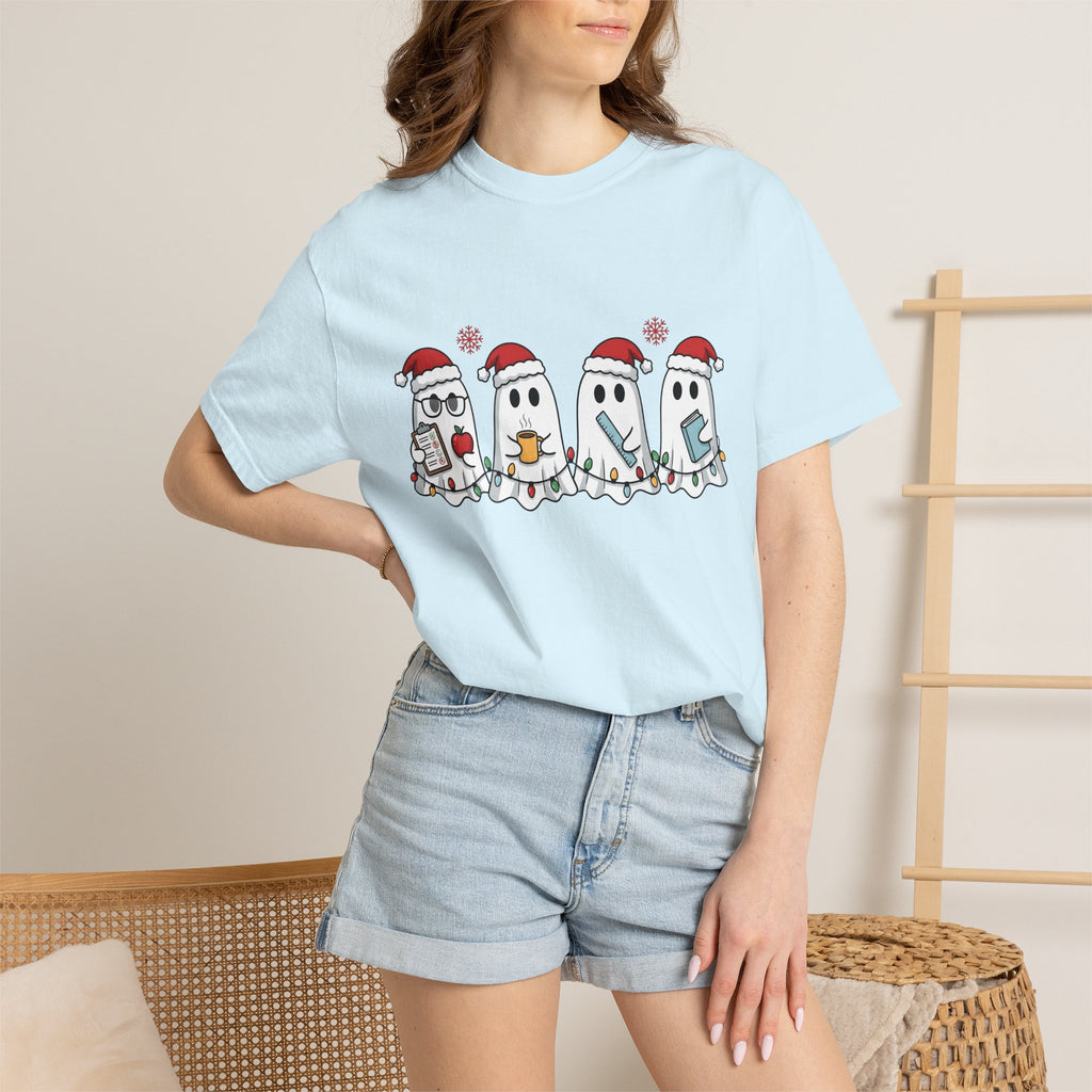 Holiday Ghost Shirt Teachers Celebration Gift Women Sweet Tee Specter T-Shirt Educator Enthusiast Cute Tshirt Festive Graphic Comic