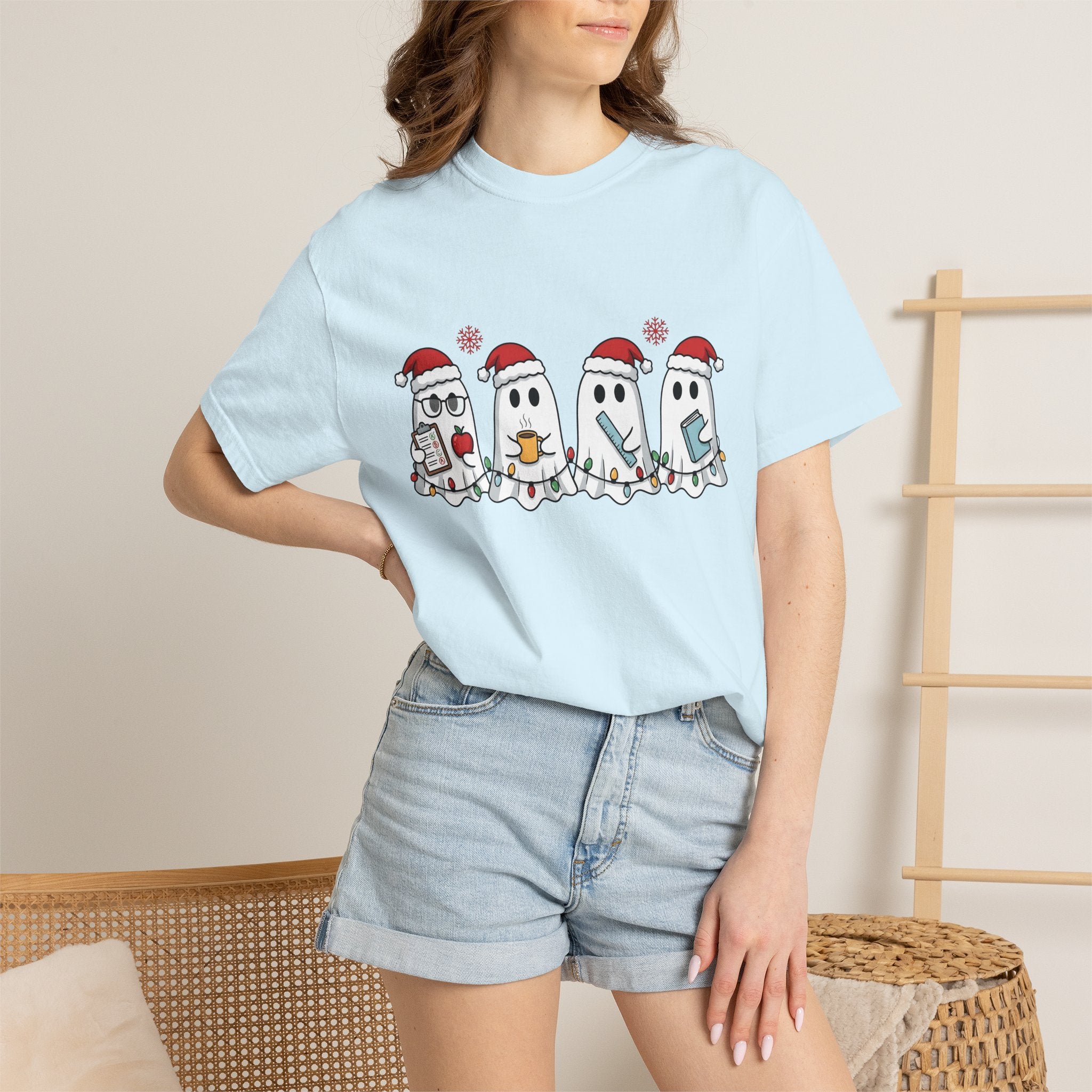 Holiday Ghost Shirt Teachers Celebration Gift Women Sweet Tee Specter T-Shirt Educator Enthusiast Cute Tshirt Festive Graphic Comic