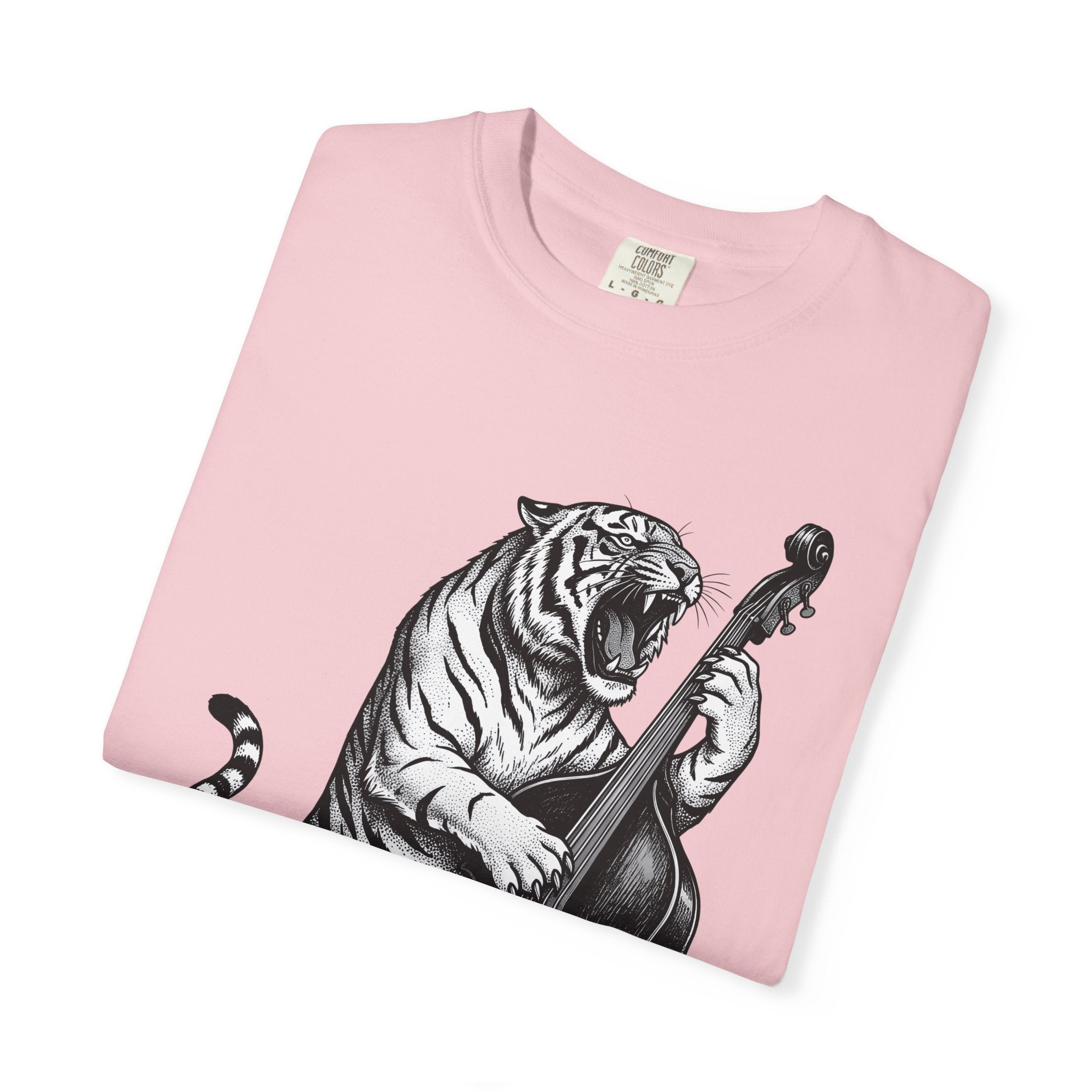 Tiger Double Bass Shirt Funny Sound Gift Women Illustrative Tee Double Bass T-Shirt Humor Fan Artistic Tshirt Audio Graphic Classic Creature