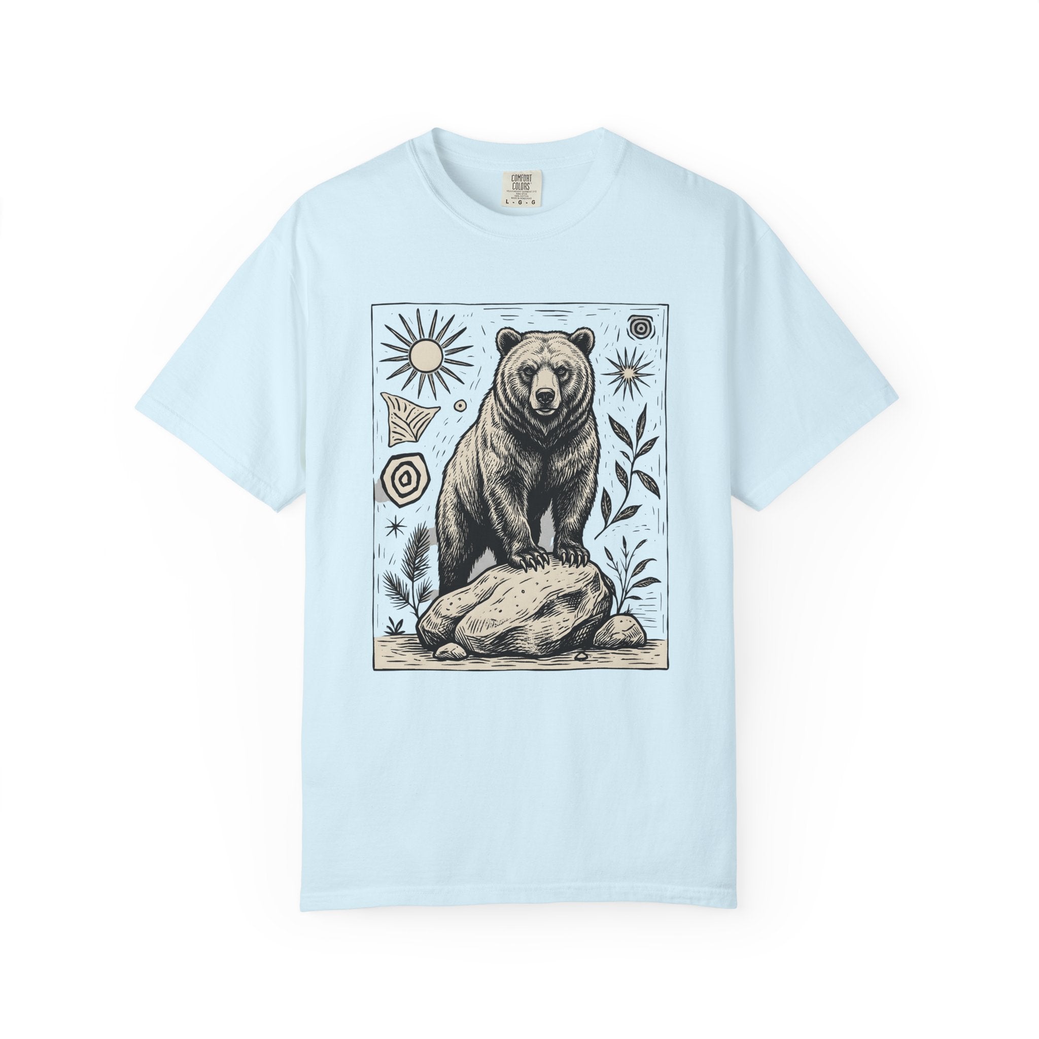 Bear Shirt Animals Wildlife Gift Women Sketch Tee Grizzly T-Shirt Animal Fan Ursine Tshirt Wildlife Graphic Retro Floral Tshirt