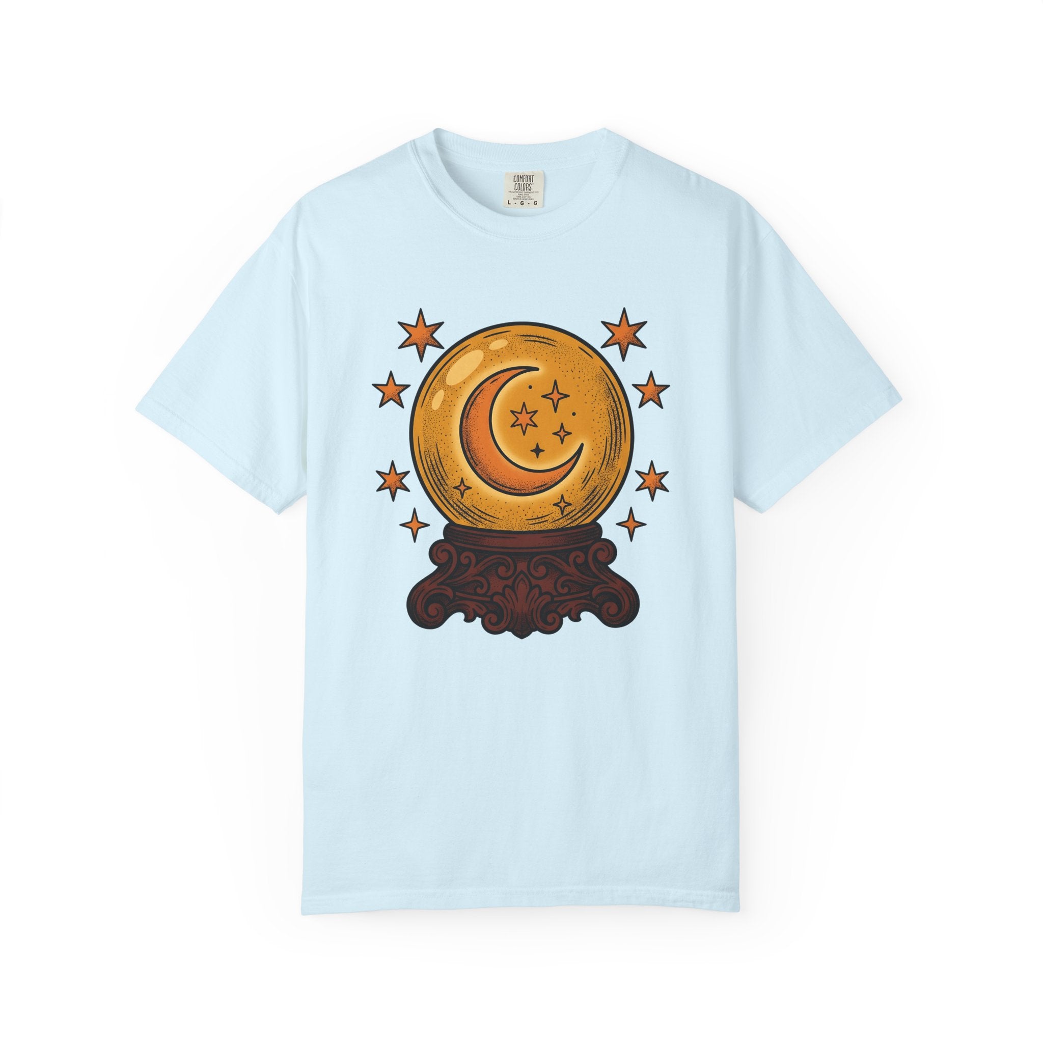 Crystal Ball Shirt Boho Chic Celestial Gift Women Mystical Tee Oracle T-Shirt Bohemian Enthusiast Magical Tshirt Galaxy Graphic Vintage Moon