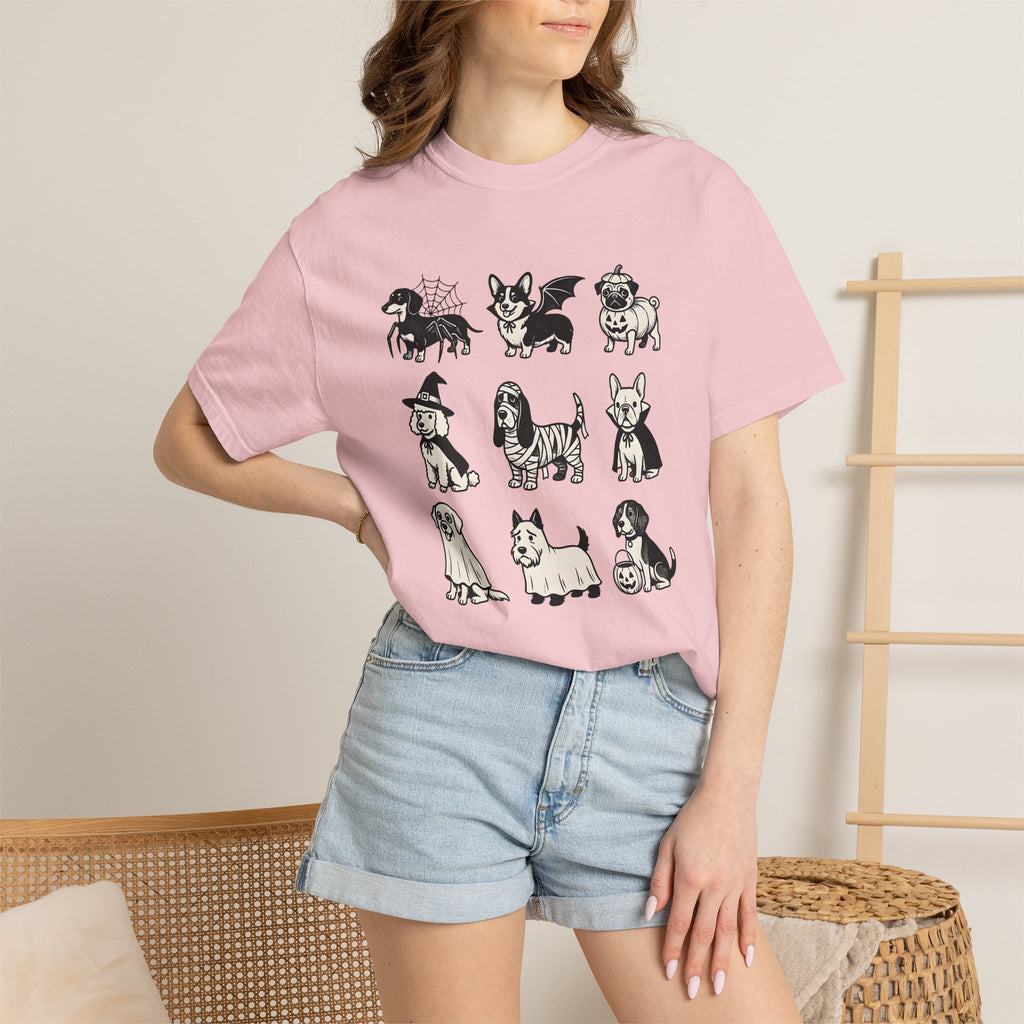Scary Dogs Shirt Dog Celebration Gift Women Funny Tee Frightful Dogs T-Shirt Dog Fan Spooky Graphic Party Illustration Retro Tshirt Old