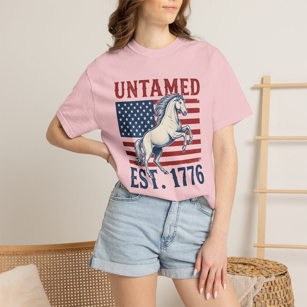 Patriotic Horse Shirt America Western Gift Women Vintage Tee Equine T-Shirt American Enthusiast Distressed Tshirt Cowboy Graphic Retro