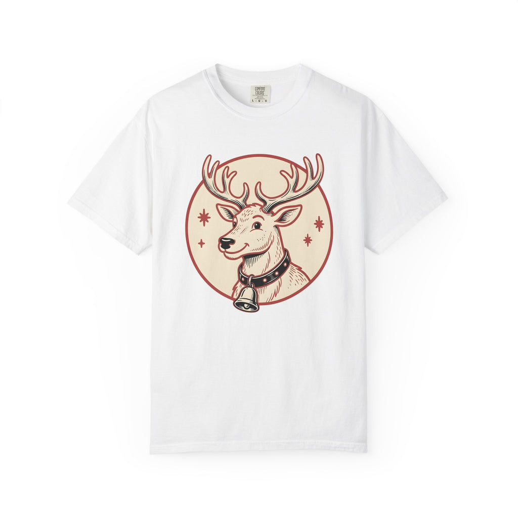 Reindeer Illustration Shirt Christmas Wildlife Gift Women Retro Tee Caribou T-Shirt Xmas Fan Vintage Tshirt Animal Graphic Sketch Jingle