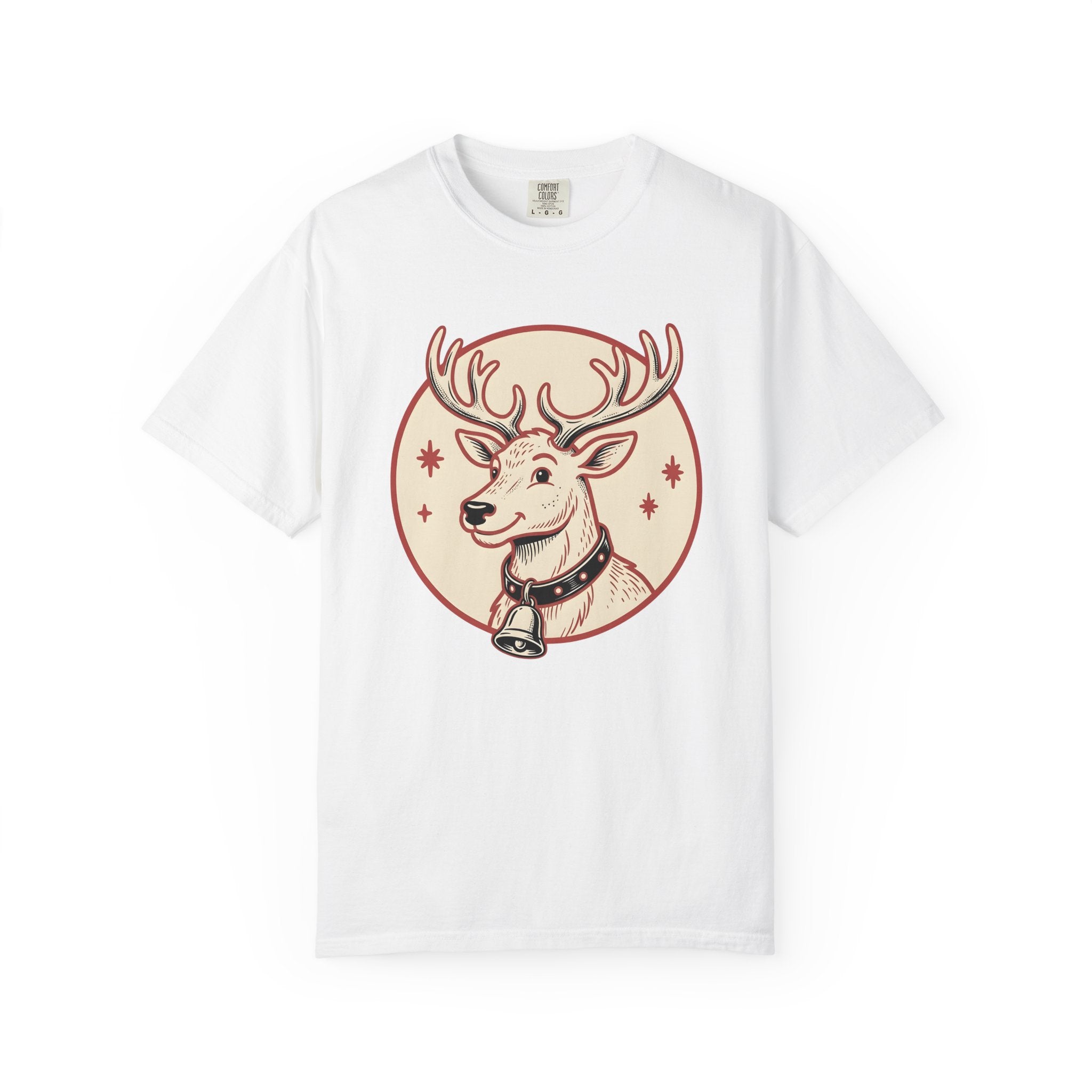 Reindeer Illustration Shirt Christmas Wildlife Gift Women Retro Tee Caribou T-Shirt Xmas Fan Vintage Tshirt Animal Graphic Sketch Jingle