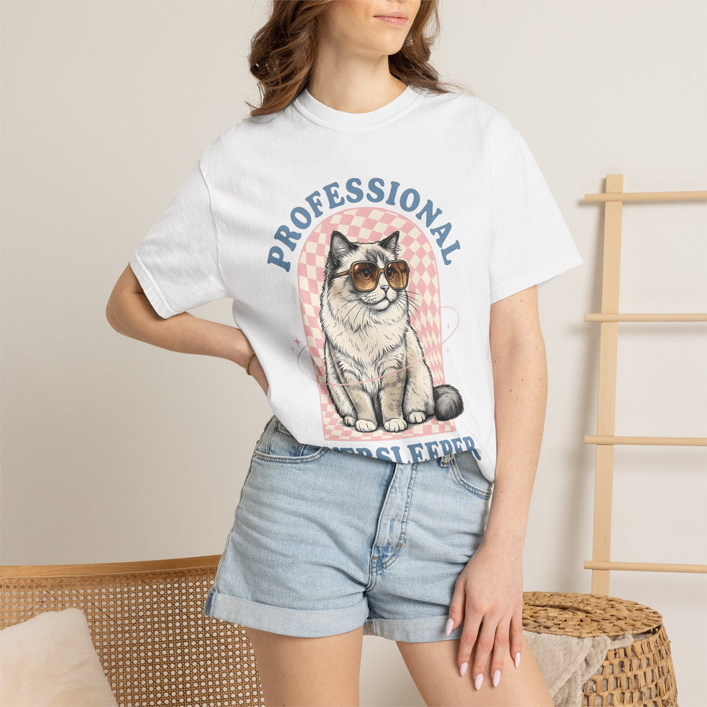 Cat Sunglasses Shirt Cat Humor Gift Women Vintage Tee Kitty T-Shirt Feline Fan Cool Tshirt Funny Graphic Hand Drawn Checkerboard Tshirt
