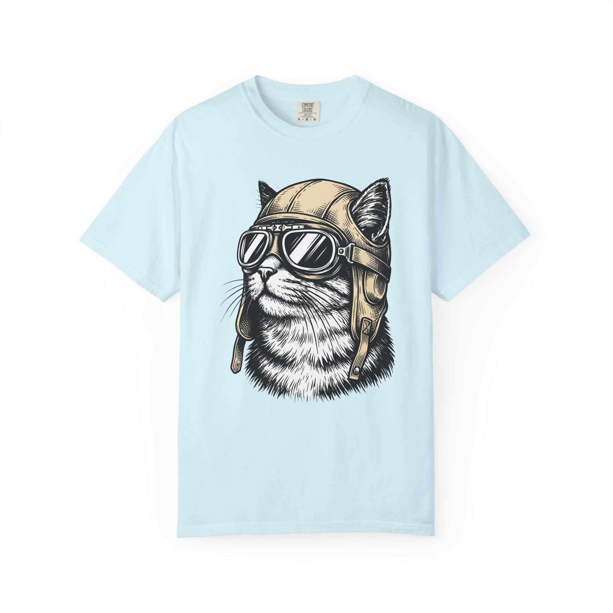 Cat Helmet Shirt Cat Animal Gift Women Hand Drawn Tee Kitty Helmet T-Shirt Cat Fan Feline Tshirt Illustrated Graphic Creature Illustration