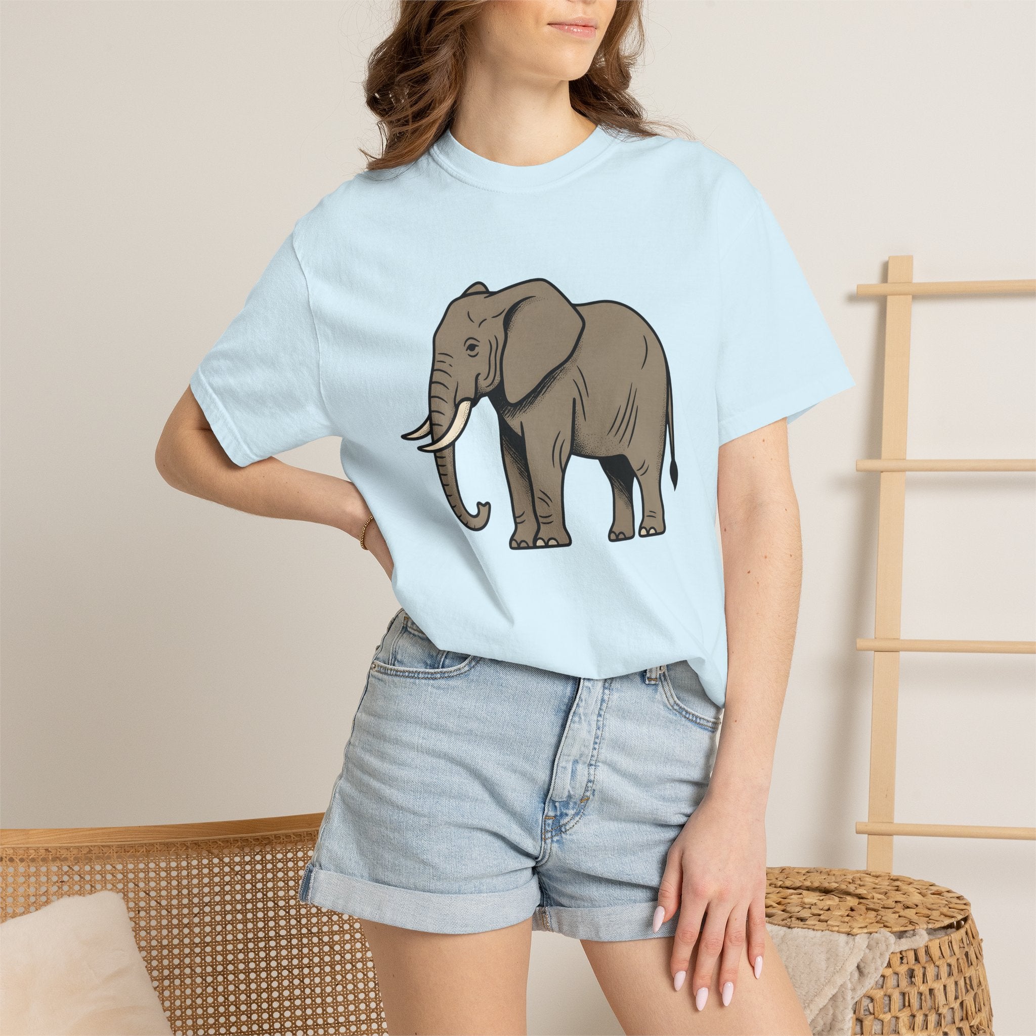 Elephant Shirt Animals Nature Gift Women Aged Tee Pachyderm T-Shirt Wildlife Fan Elephant Tshirt Environment Graphic Outline Tusk Tshirt