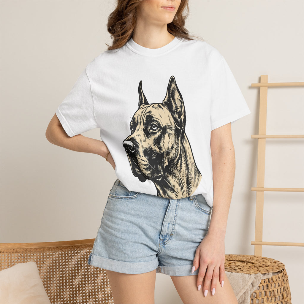 Dane Dog Shirt Dog Animals Gift Women Line Drawing Tee Great Dane T-Shirt Dog Fan Hound Illustration Graphic Retro Face Tshirt