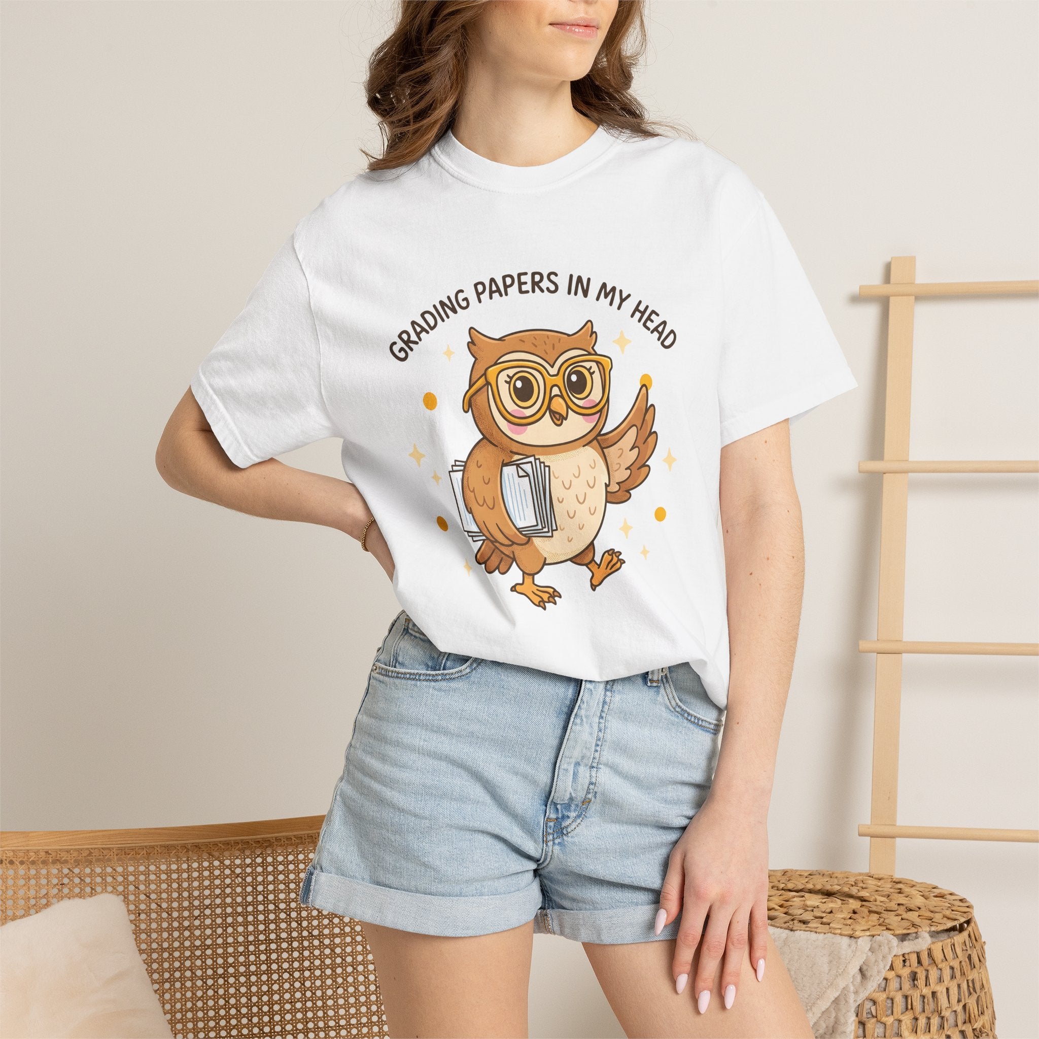 Owl Glasses Shirt Teachers Animal Gift Women Cute Tee Spectacles T-Shirt Educator Enthusiast Kawaii Tshirt Wildlife Graphic Cartoon Daisies
