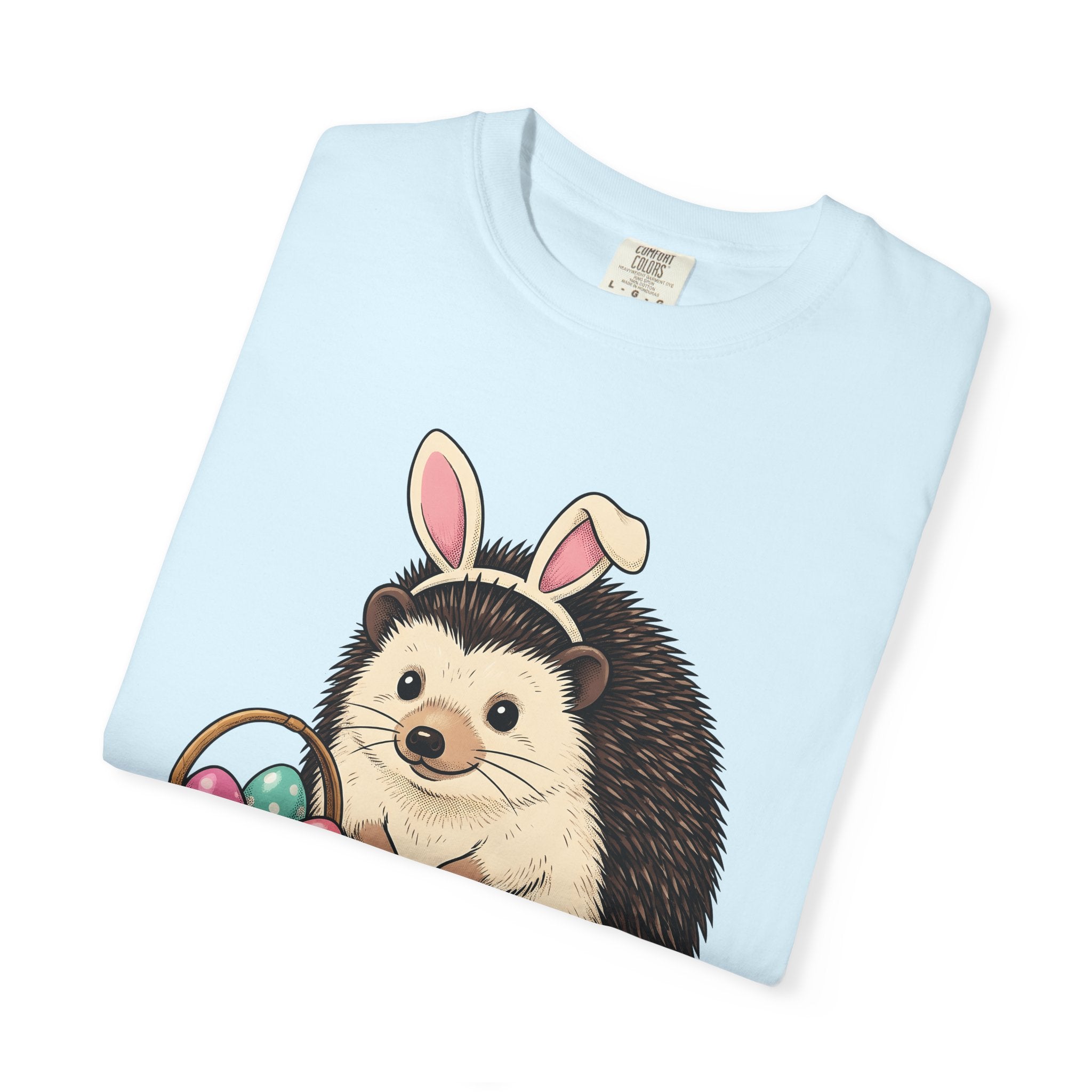 Hedgehog Bunny Ears Shirt Easter Pet Gift Women Kawaii Tee Porcupine T-Shirt Easter Fan Cute Tshirt Animal Graphic Sketch Basket Tshirt