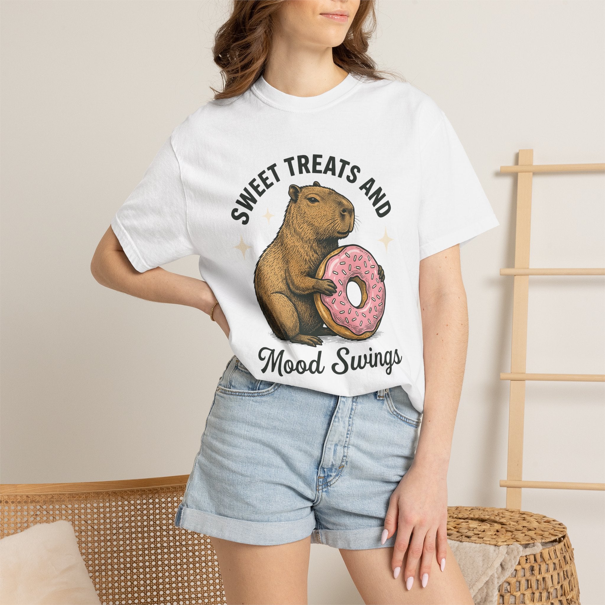Capybara Bagel Shirt Funny Critters Gift Women Classic Tee Rodent T-Shirt Humor Fan Vintage Tshirt Animal Graphic Doodle Twinkles Tshirt