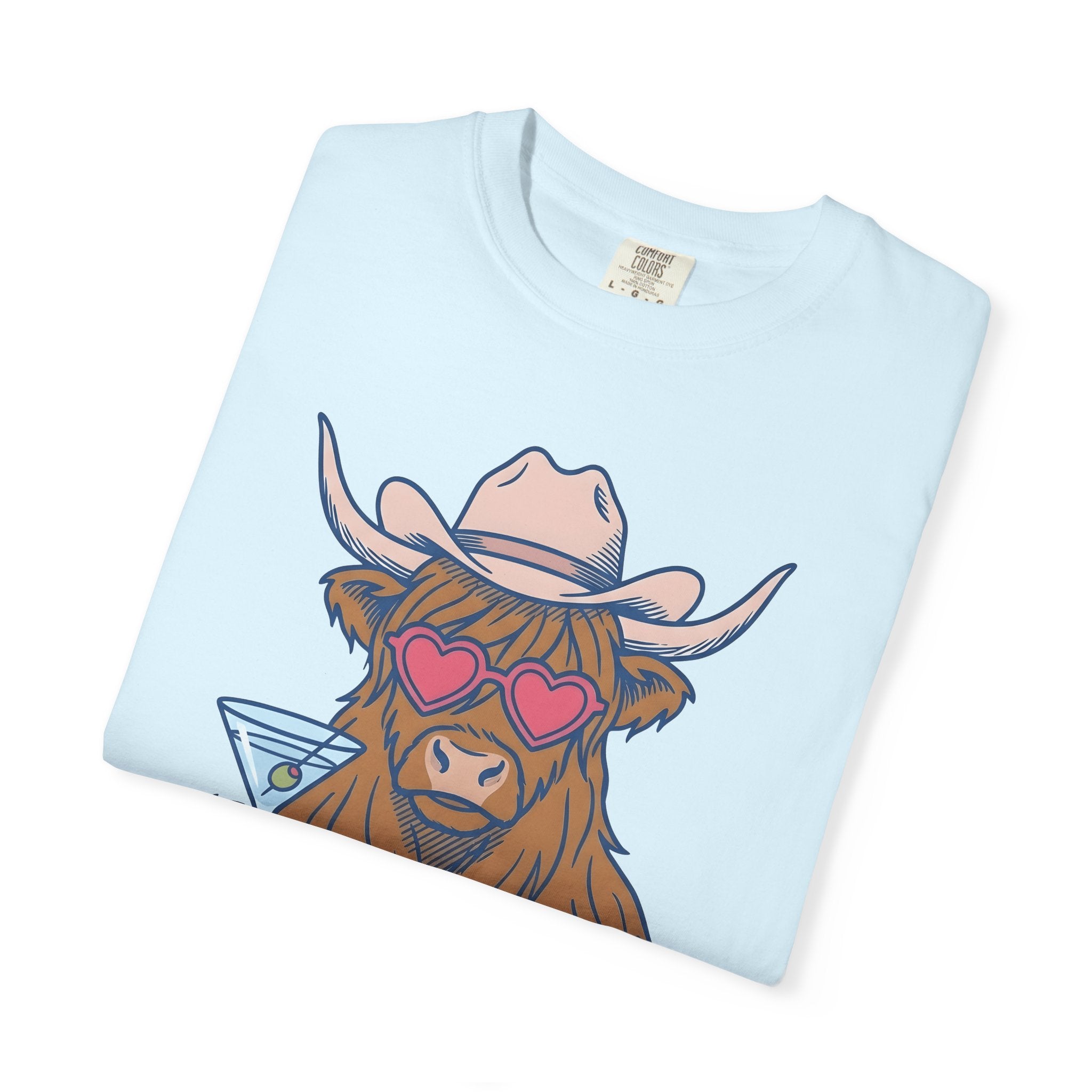 Cow Cocktail Shirt Cowgirl Celebration Gift Women Comic Tee Cocktail T-Shirt Rodeo Fan Cartoon Tshirt Party Graphic Vintage Love Glasses