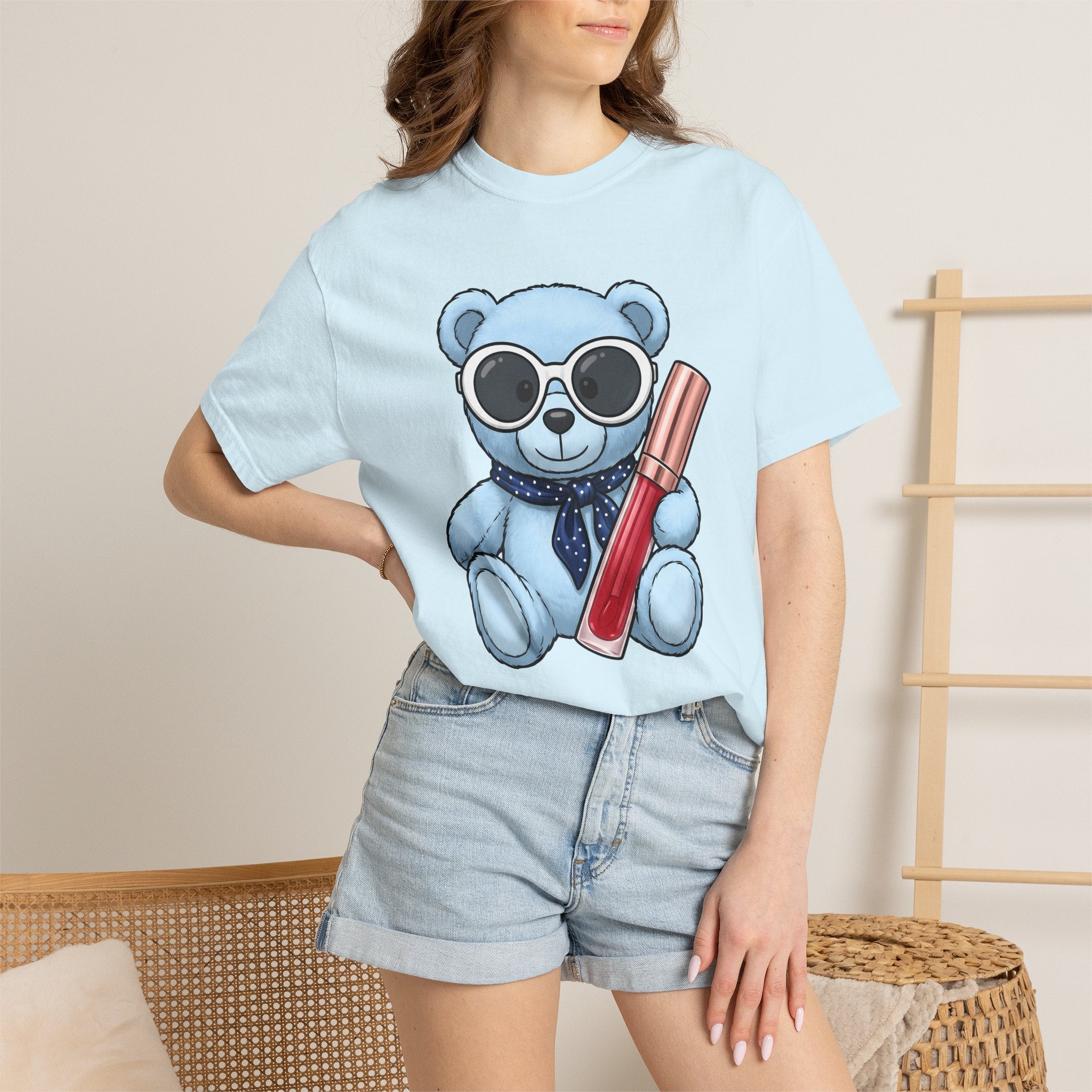 Teddy Bear Shirt Animals Fashion Gift Women Cartoon Tee Teddy T-Shirt Animal Fan Toon Tshirt Style Graphic Kawaii Lipstick Tshirt