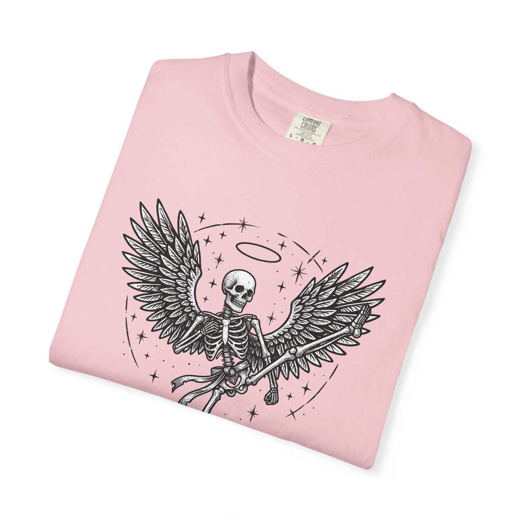 Angel Skull Shirt Sports Combat Gift Women Ink Tee Sugar Skull T-Shirt Athlete Fan Tattoo Tshirt Fighting Graphic Dark Star Shapes Tshirt