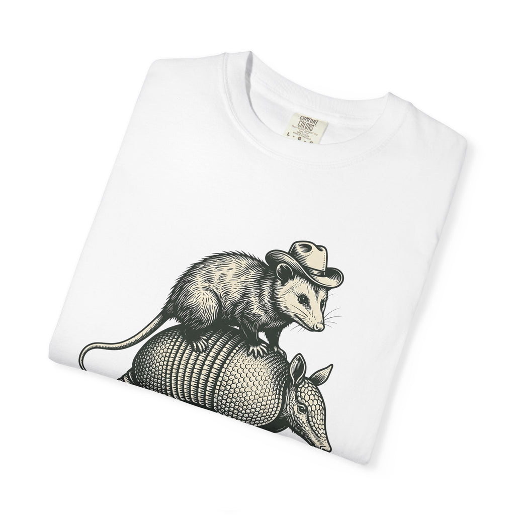 Opossum Armadillo Shirt Animals Cowboy Gift Women Retro Tee Possum T-Shirt Wildlife Fan Vintage Tshirt Rodeo Graphic Pen And Ink Western Hat