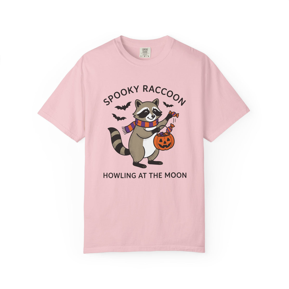 Raccoon Pumpkin Shirt Halloween Wildlife Gift Women Cartoon Tee Trash Panda T-Shirt Horror Fan Toon Tshirt Animal Graphic Hand Drawn Bats