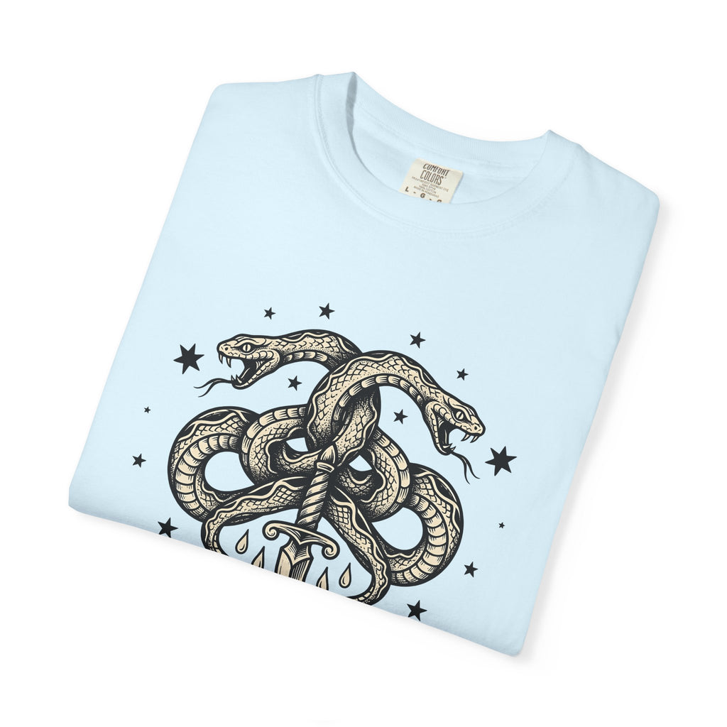 Double Serpent Blade Shirt Gothic Witchcraft Gift Women Sketch Tee Dagger T-Shirt Darkwave Fan Illustration Tshirt Occult Graphic Hand Drawn