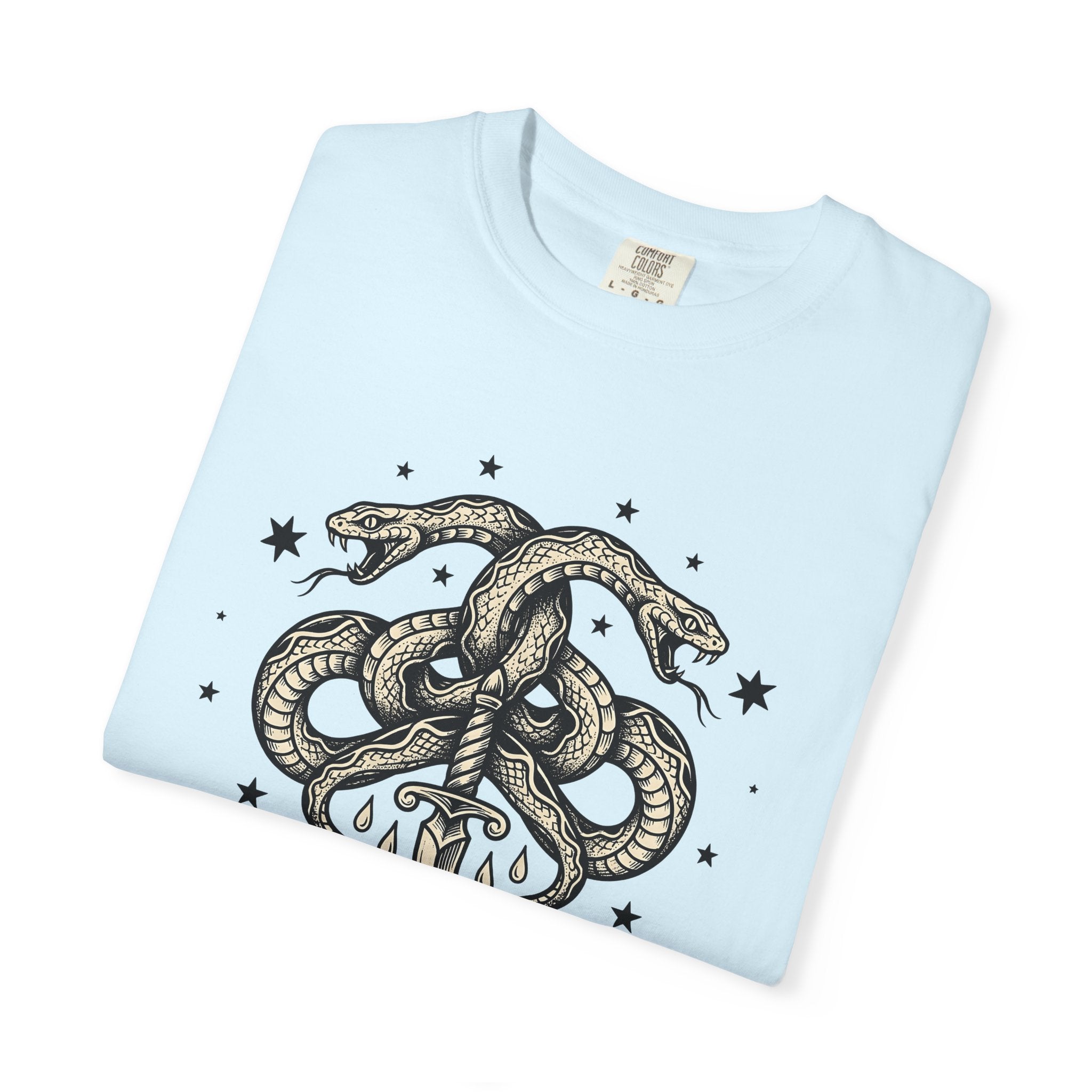 Double Serpent Blade Shirt Gothic Witchcraft Gift Women Sketch Tee Dagger T-Shirt Darkwave Fan Illustration Tshirt Occult Graphic Hand Drawn