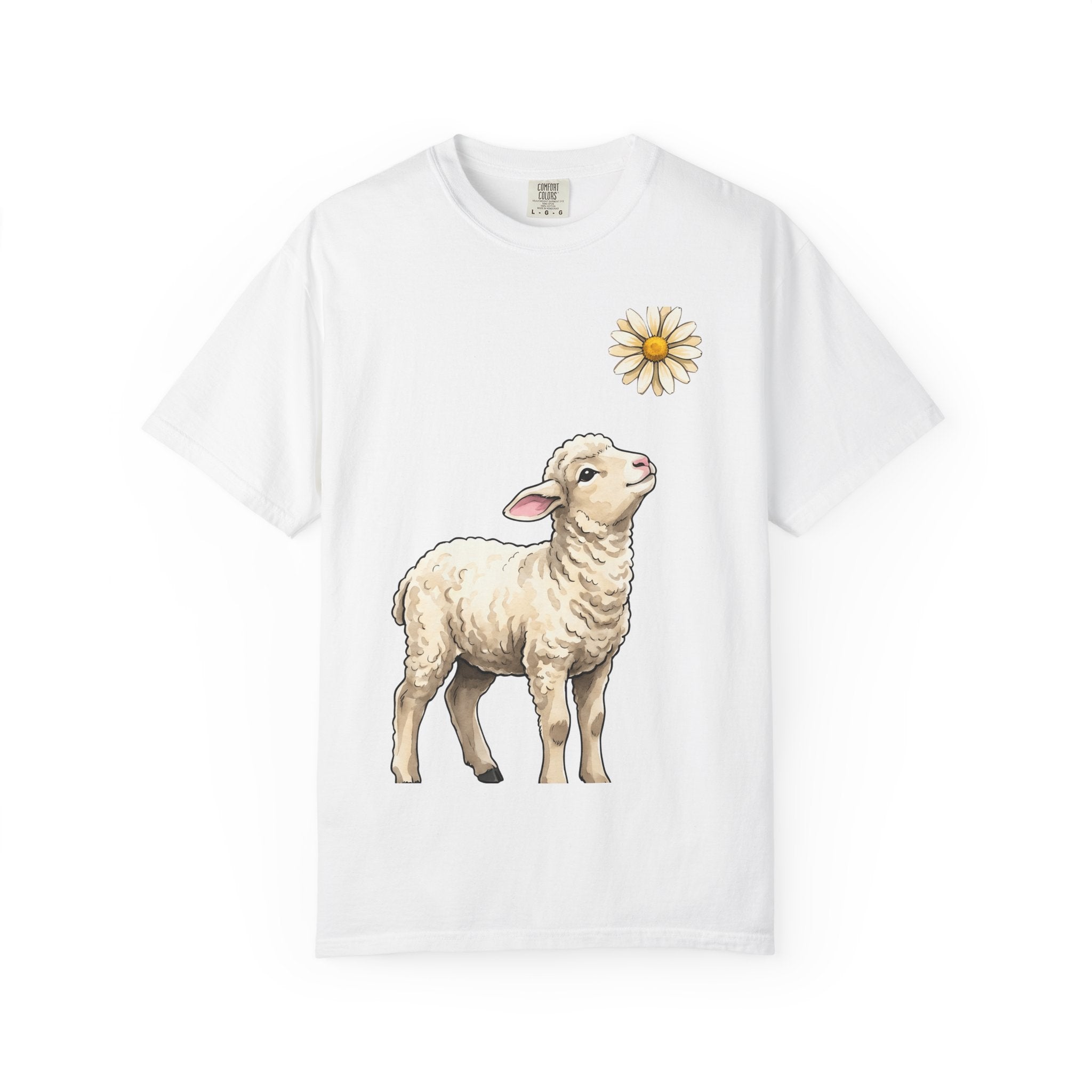 Lamb Shirt Easter Flora Gift Women Pastel Tee Sheep T-Shirt Easter Fan Botanical Graphic Tshirt Line Art Wildflower Tshirt