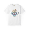 Cat Cup Shirt Cat Beverage Gift Women Retro Tee Mug T-Shirt Cat Fan Coffee Tshirt Drink Graphic Sketch Flower Tshirt