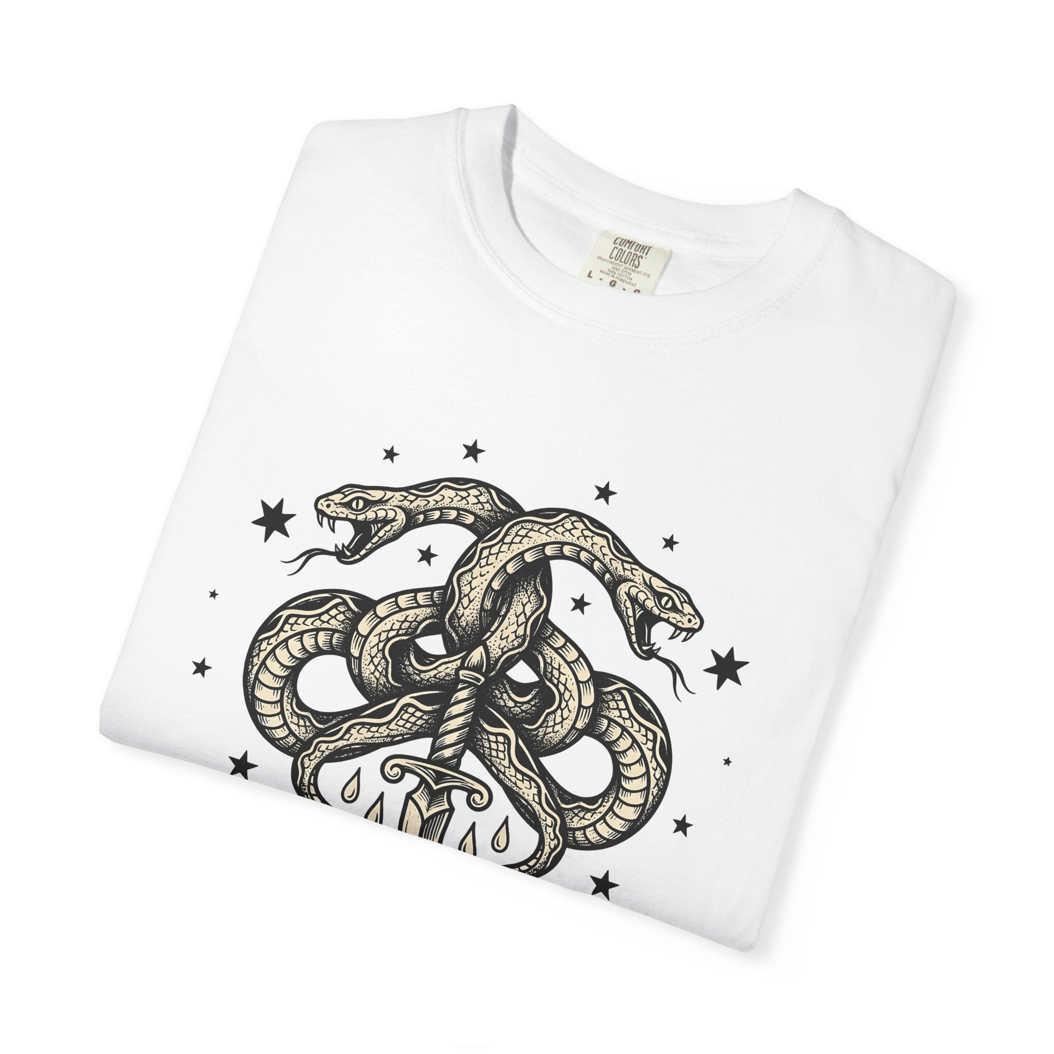 Double Serpent Blade Shirt Gothic Witchcraft Gift Women Sketch Tee Dagger T-Shirt Darkwave Fan Illustration Tshirt Occult Graphic Hand Drawn