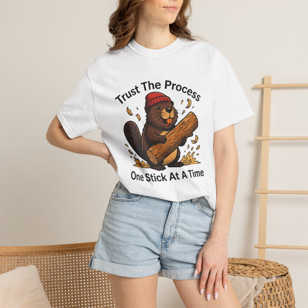 Beaver Log Shirt Funny Animal Gift Women Cartoon Tee Dam T-Shirt Humor Fan Comic Tshirt Wildlife Graphic Vintage Red Beanie Tshirt