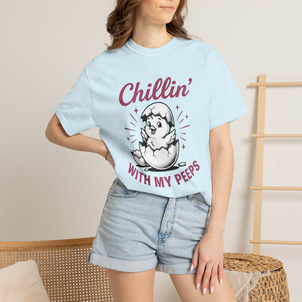 Little Chick Shirt Easter Holiday Gift Women Doodle Tee Chick T-Shirt Easter Fan Easter Egg Tshirt Holiday Graphic Nostalgic Cracked Egg