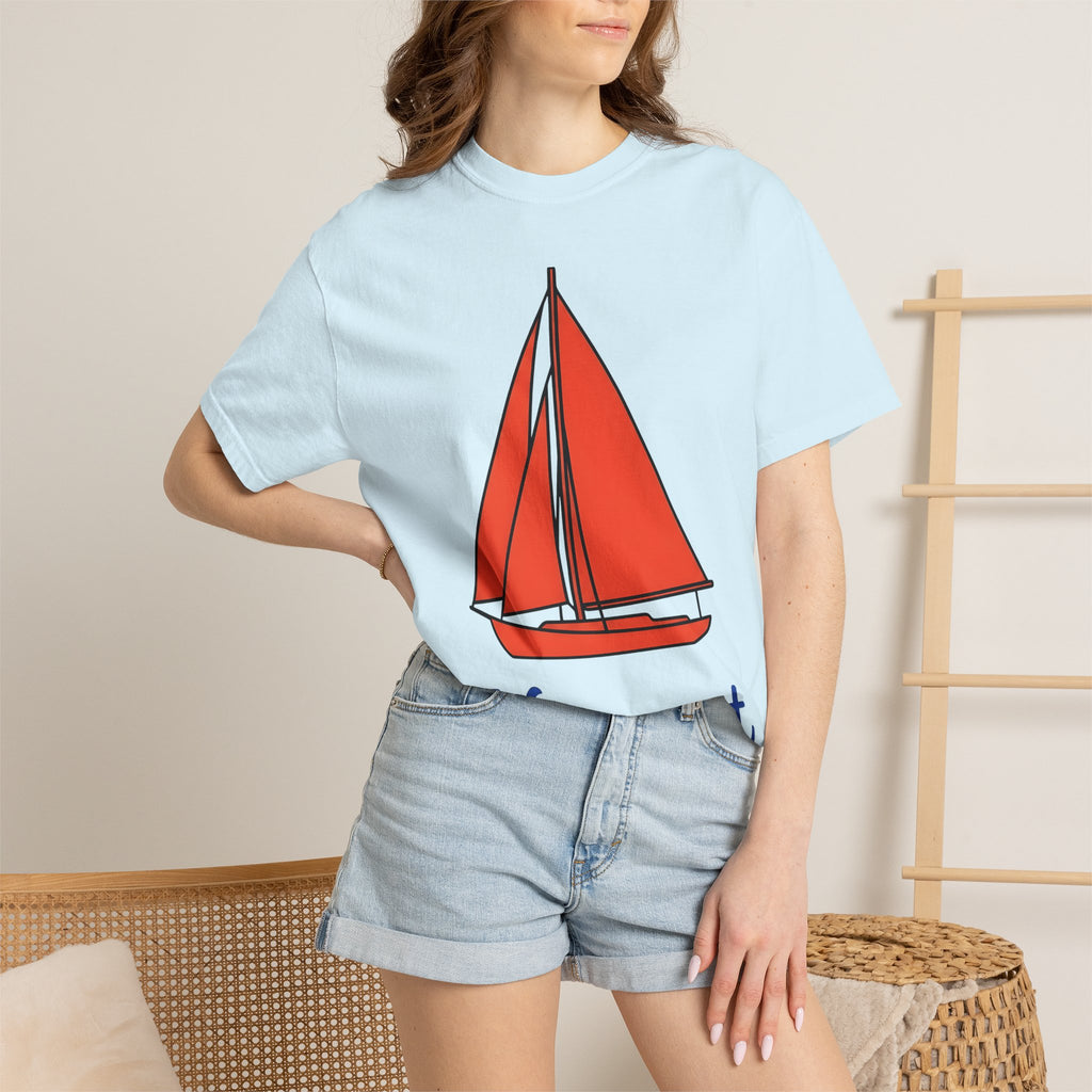 Sailboat Shirt Nautical Holiday Gift Women Modern Tee Yacht T-Shirt Maritime Fan Sailing Graphic Vacation Illustration Classic Ocean Tshirt