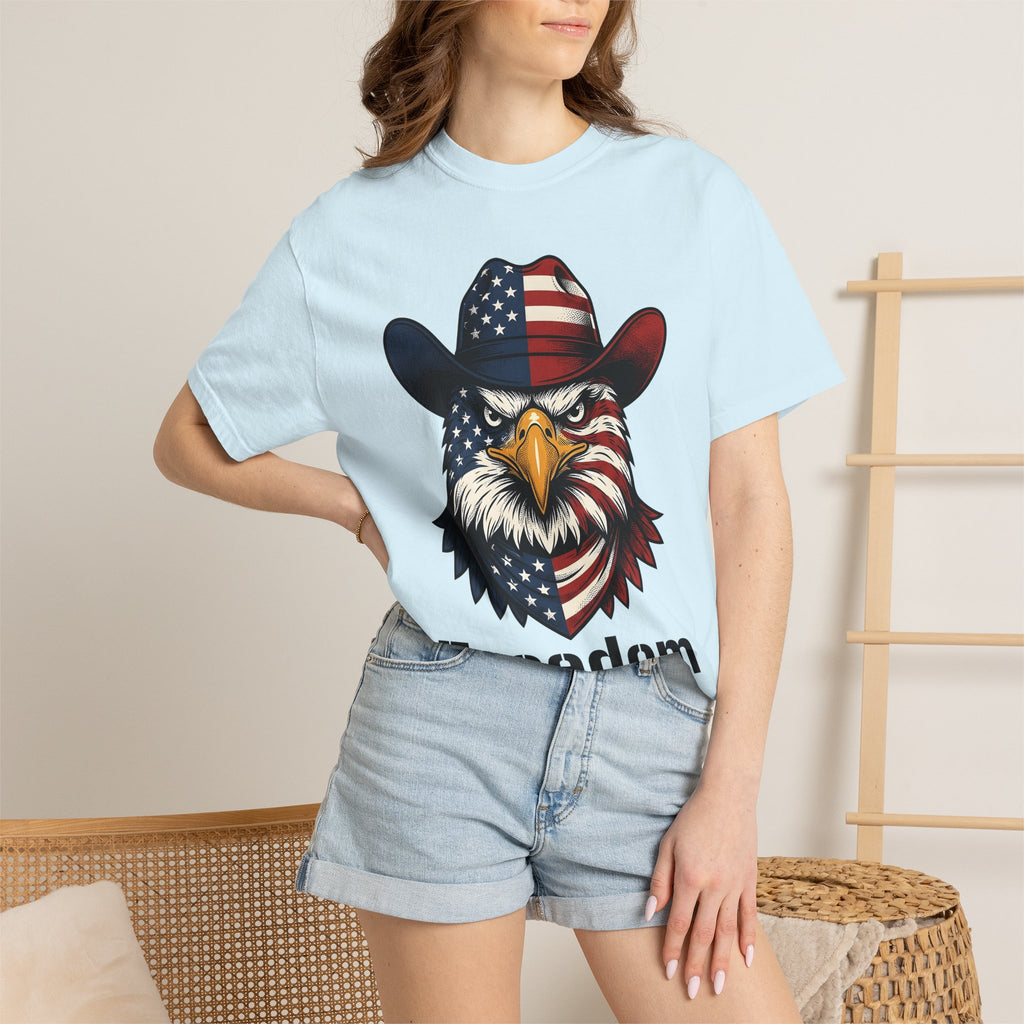Eagle Western Hat Shirt America Independence Gift Women Graphic Design Tee Cowboy Hat T-Shirt Patriot Fan Typography Tshirt Liberty Graphic