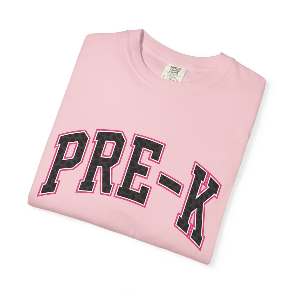 Leopard Varsity Letters Shirt Teachers Education Gift Women Thick Tee Varsity Jacket T-Shirt Educator Enthusiast Bold Tshirt Learning