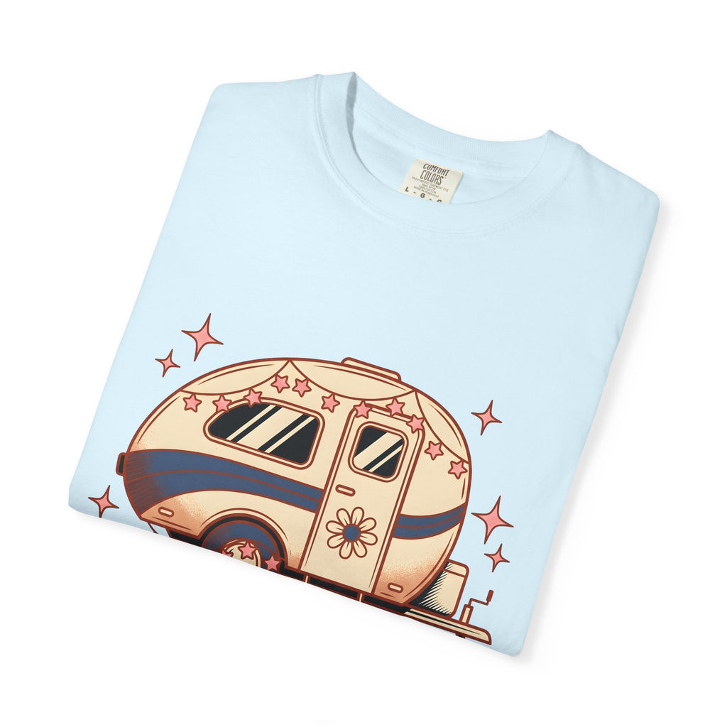 Camper Van Shirt America 4Th Of July Camping Gift Women Retro Tee Motorhome T-Shirt Patriot Fan Vintage Camper Graphic Tshirt Vintage Stars